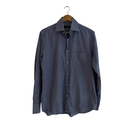 👔 Cămașă vintage Balenciaga / Blue Vertical Stripes (Mărime 41 / 16 - L Bărbați)