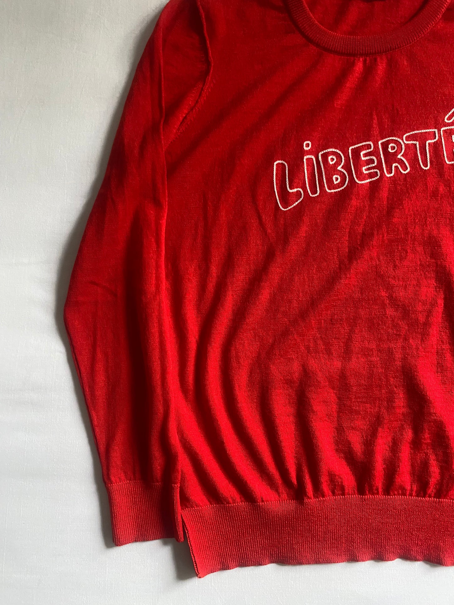 🍒 🐑 Pulover Roşu – Scripted – Lână Merinos – EU 38