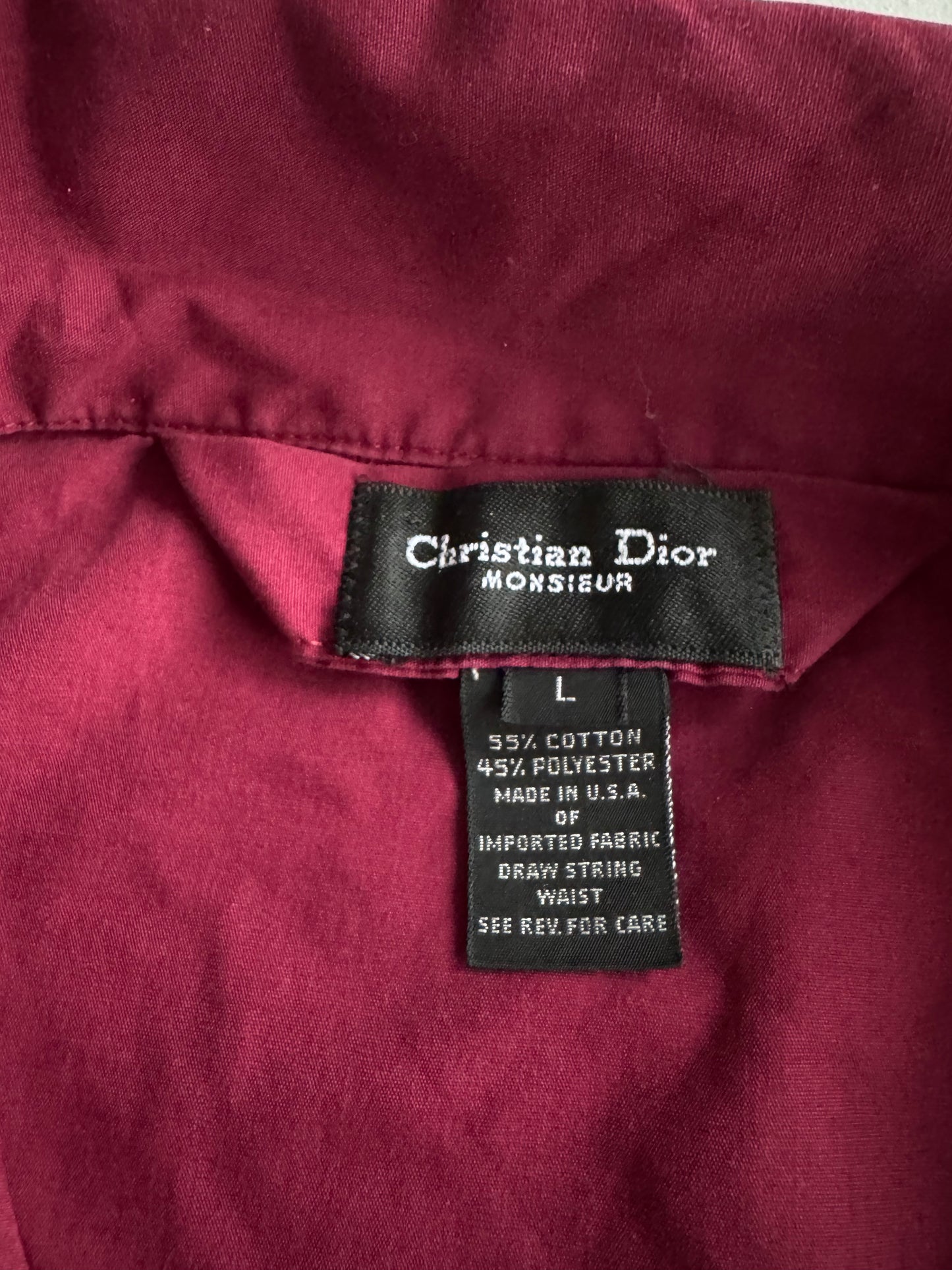 🛌 Pijamale Vintage Christian Dior Monsieur – Burgundy – Mărime L
