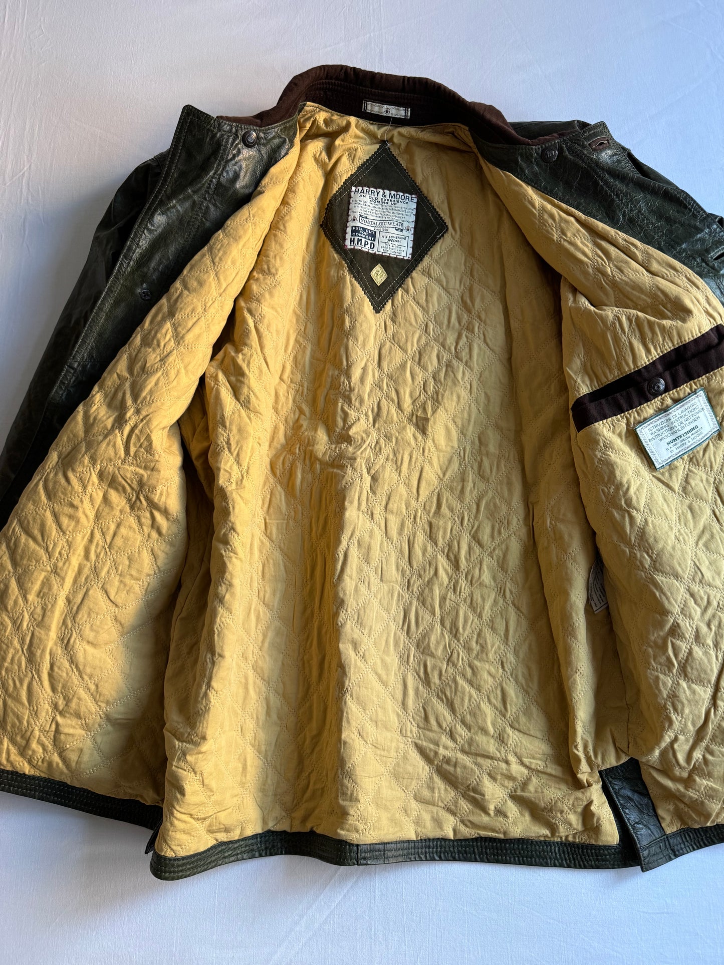 🌳 Chore Coat Vintage din Piele Cerată Verde Închis – Mărime XL