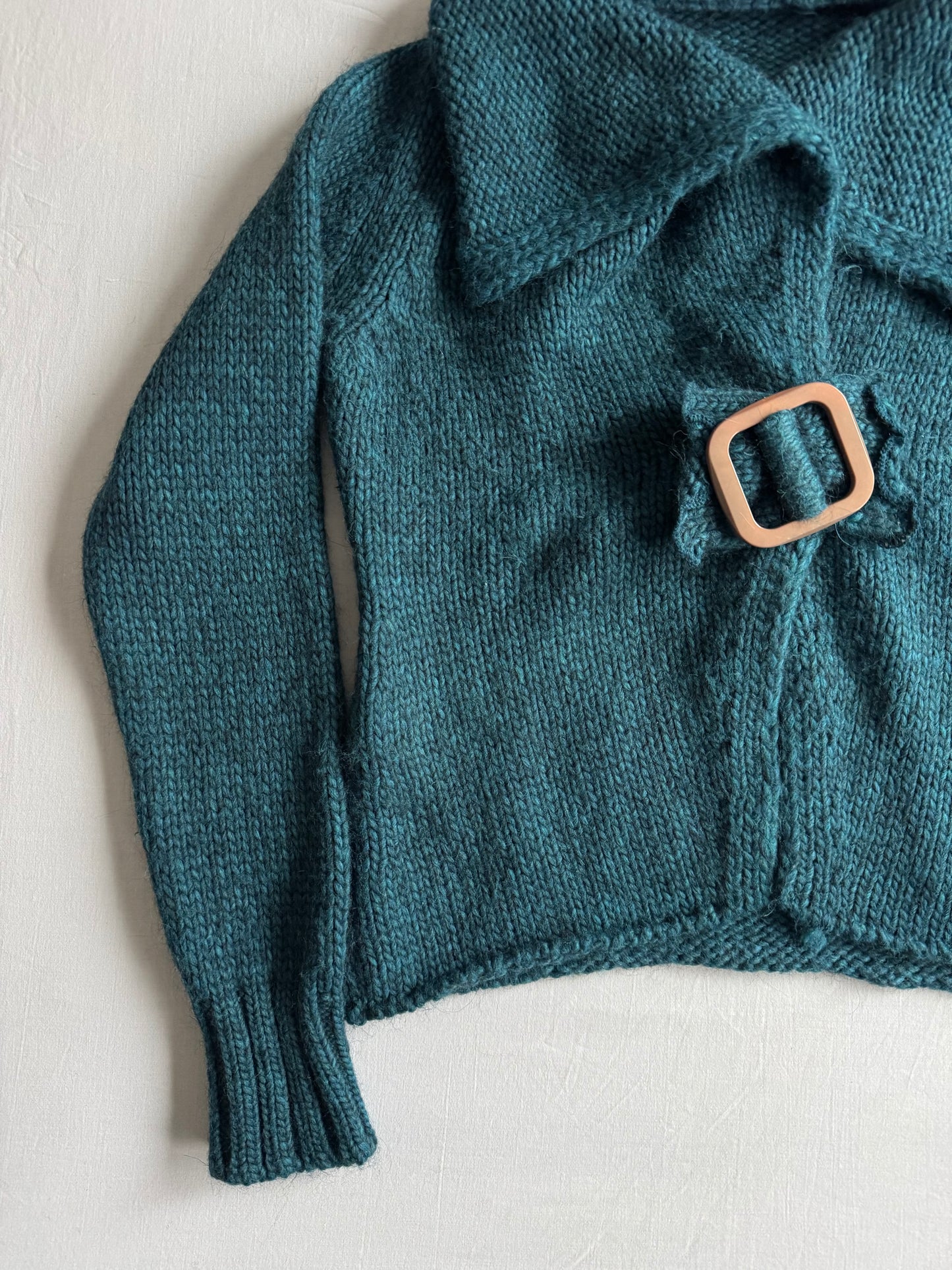 🧶 Cardigan Y2K Damă Turcoaz din Blend Premium – aprox. M