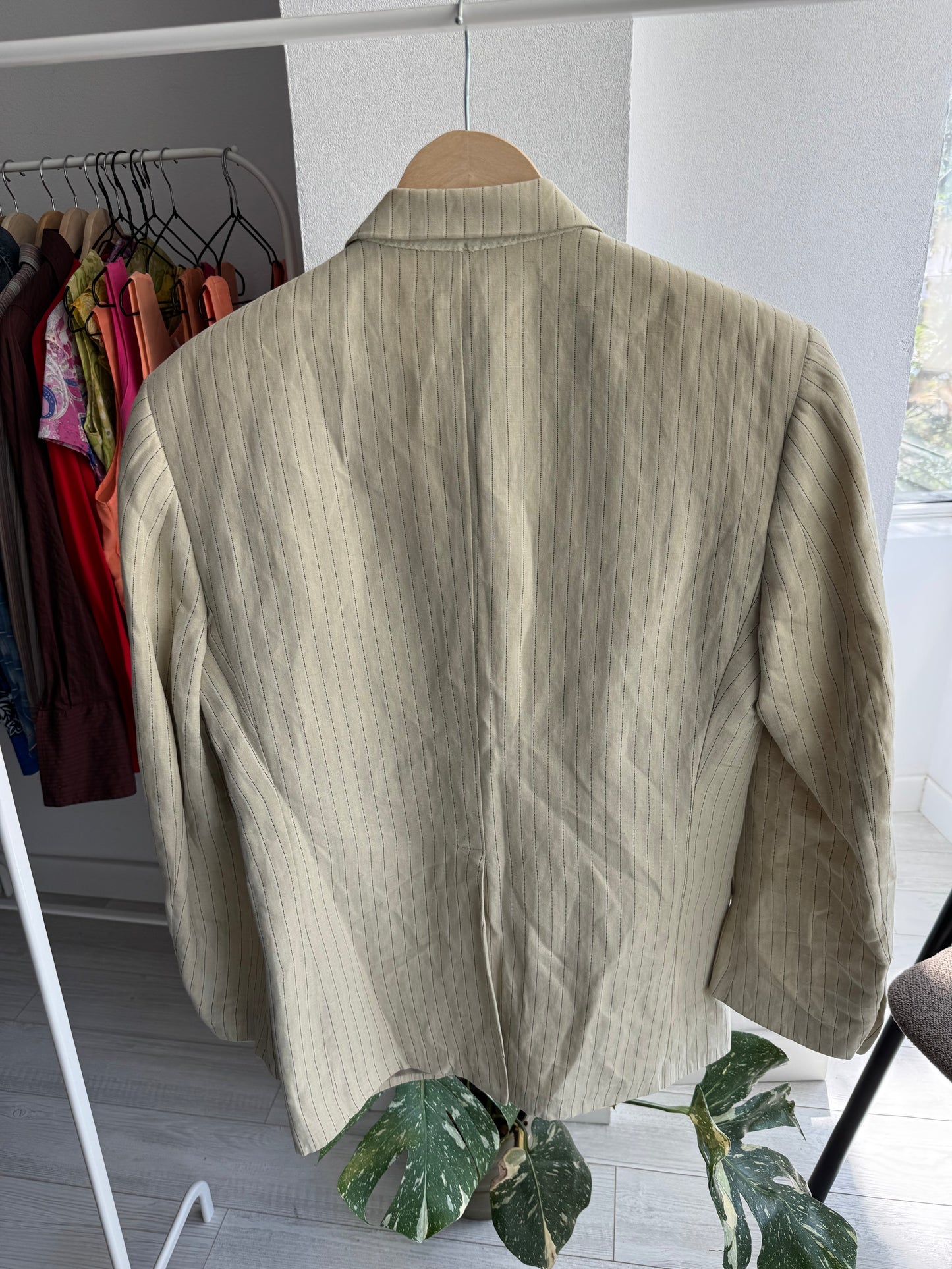 Blazer din In Vintage cu Dungi Crem | Made in Italy – S Oversized (46)