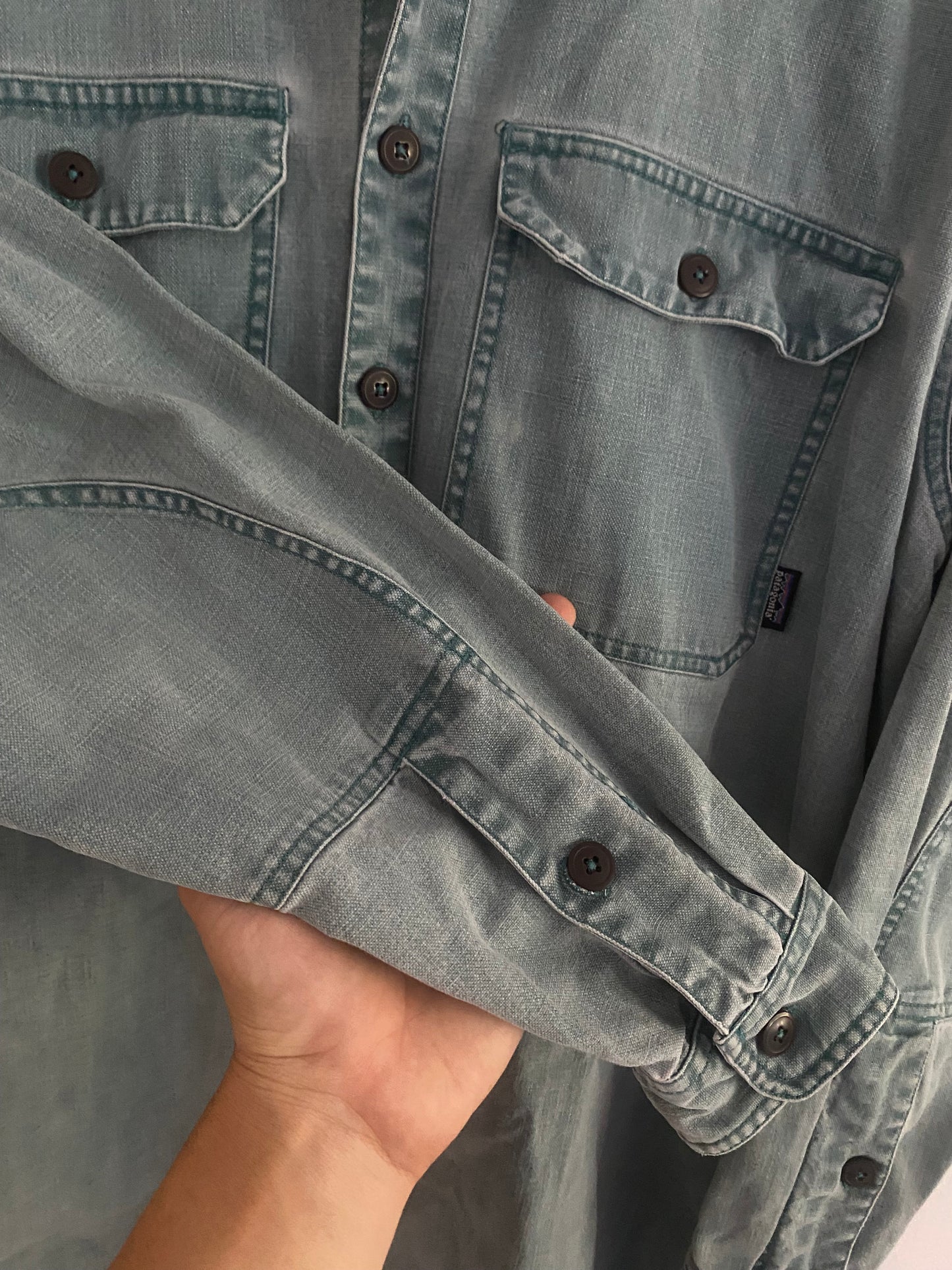 Cămașă Vintage Patagonia – Bumbac Heavy, Ocean Blue, Mărime M
