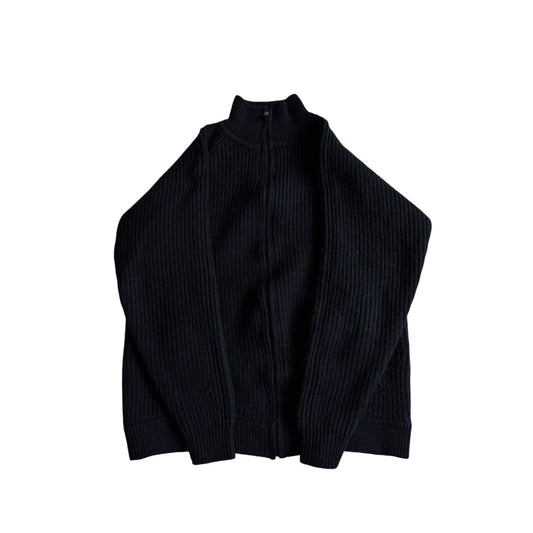 ⚓️ Cardigan Vintage Bărbați Bleumarin cu Fermoar din Lână Virgină – S