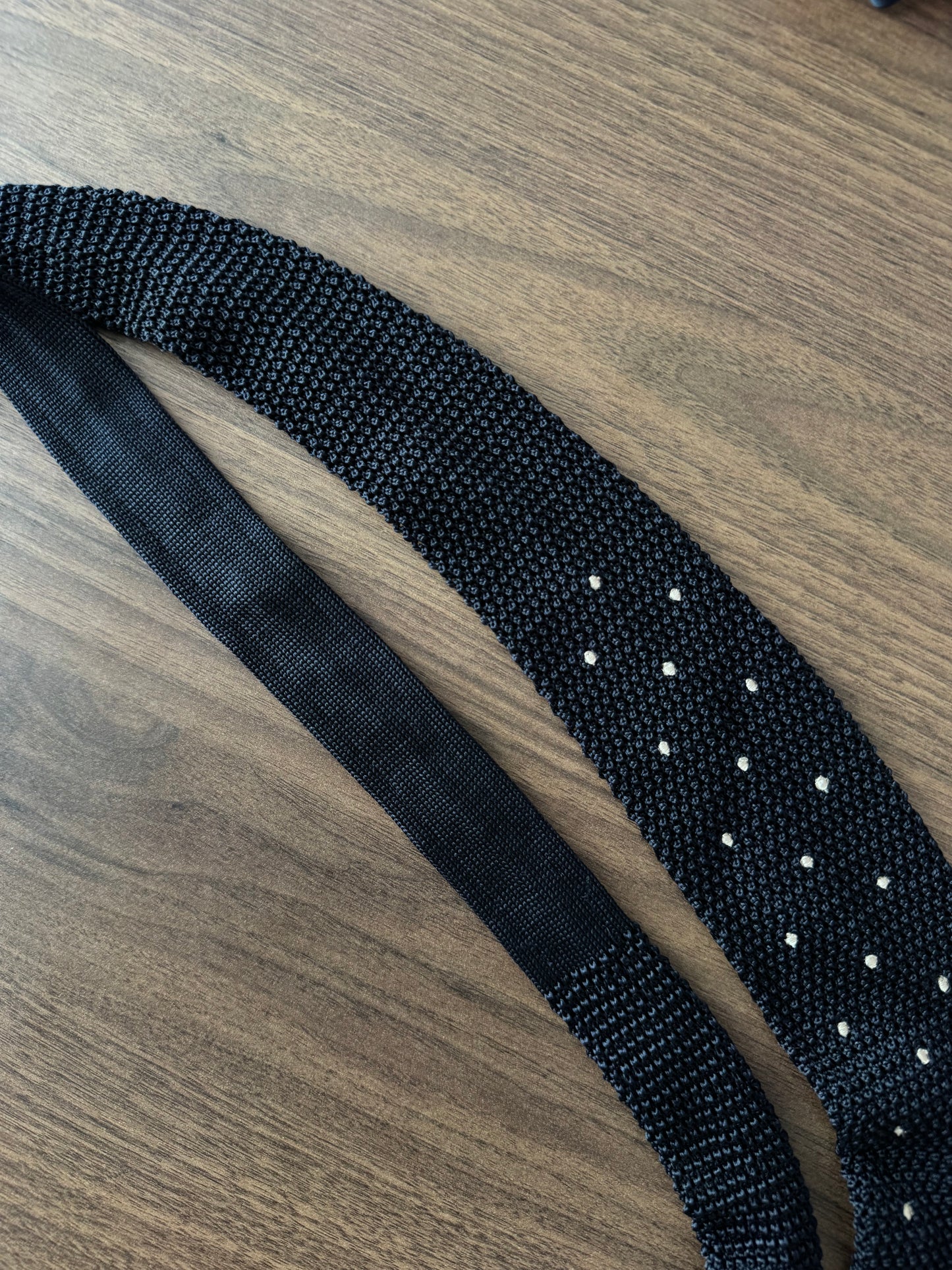👔 Cravată Tricotată Navy Polka Dots Vintage | Mătase Naturală | Made in Italy