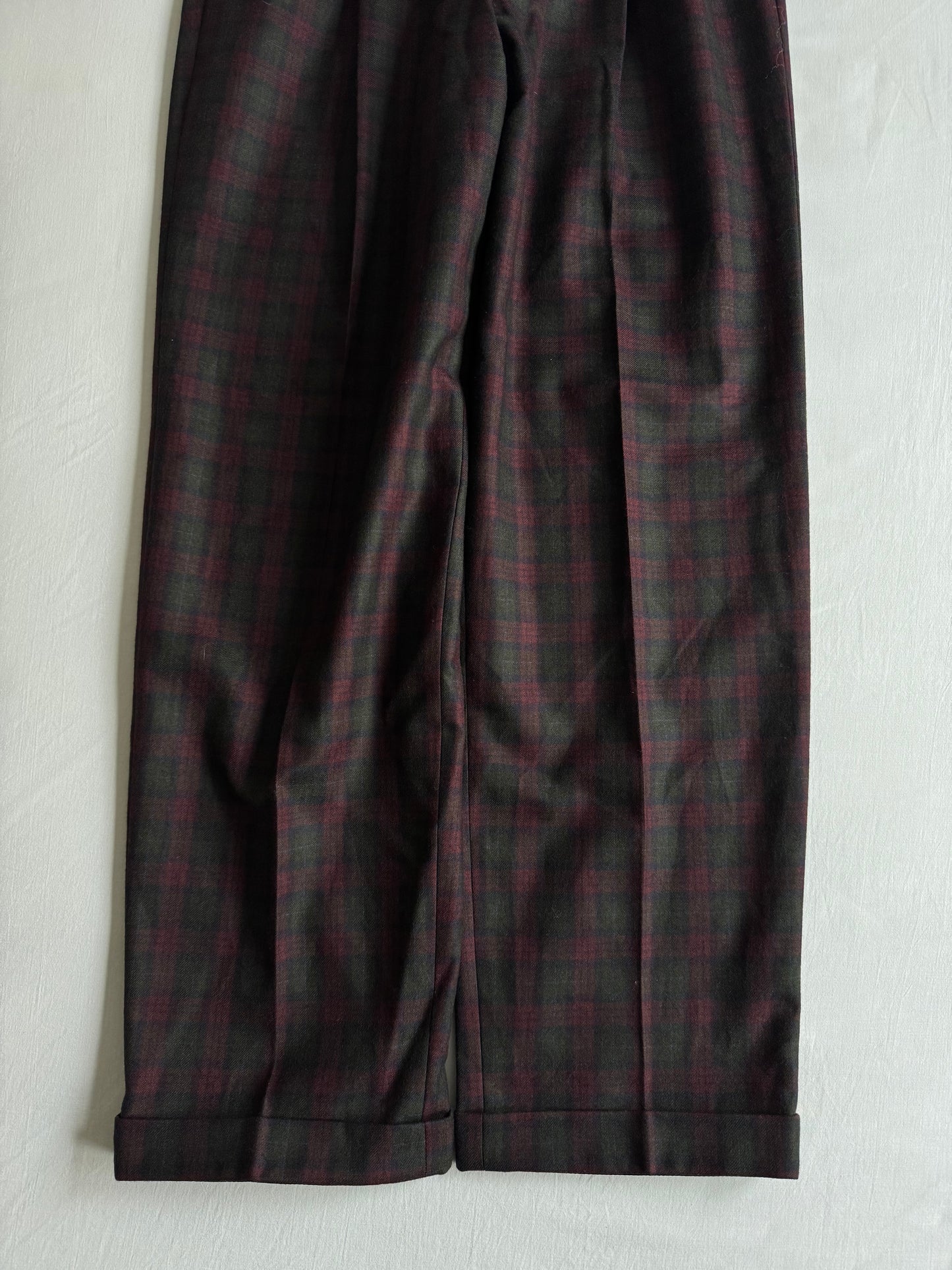 🍷 Pantaloni Vintage Slacks Burgundy & Verde / Pure New Wool (Size 50)