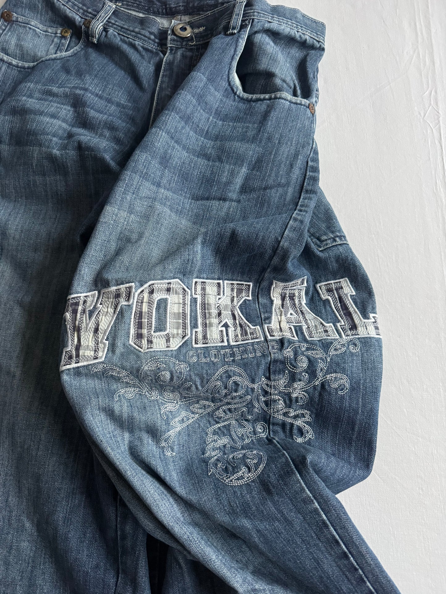 👖 Y2K Vokal Baggy Jeans Brodați - US 30