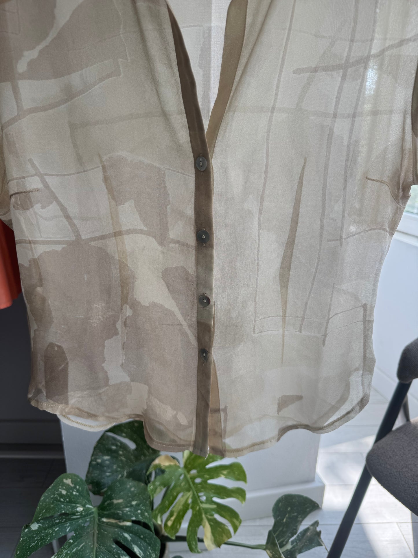 ☀️ Cămașă Mătase Printed Y2K | Made in Italy – L Damă (EU 40)