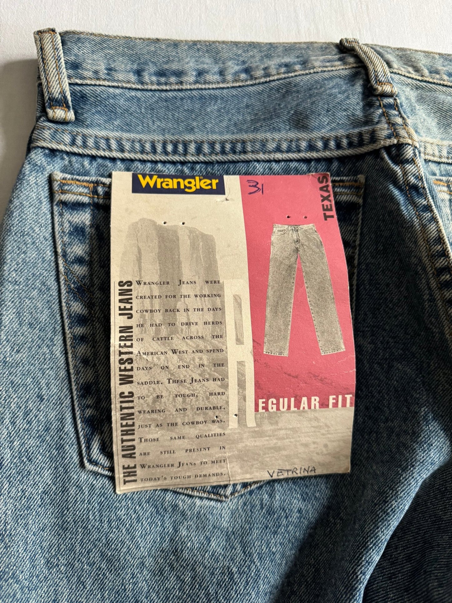👖 90’s Deadstock Wrangler Texas Jeans – W31 x L34 – Noi cu etichetă - anbracaminte