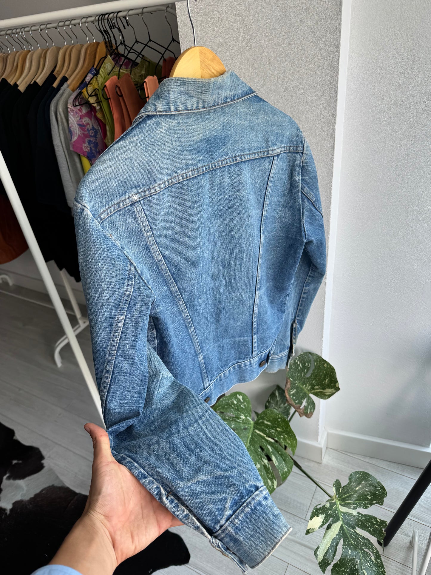 🤠 Vintage Wrangler Geacă Denim Anii '70 – S/M Bărbați