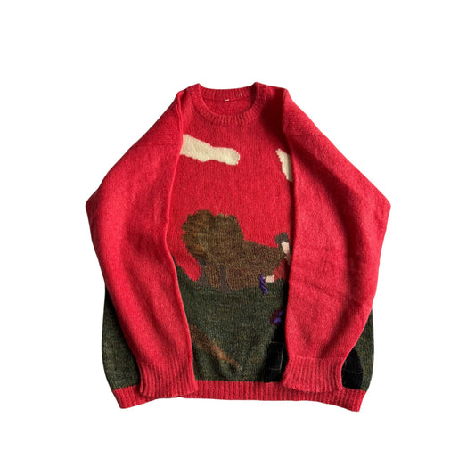 🧺 Pulover Vintage Damă Graphic din Super Kid Mohair – L (IT 46)