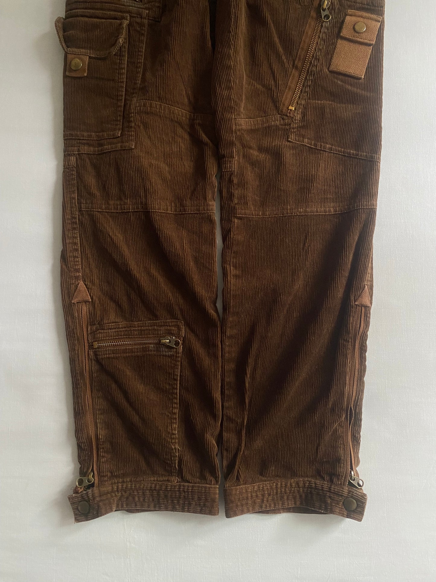 Pantaloni vintage Ralph Lauren pentru femei, cargo din catifea maro tehnică 🍂