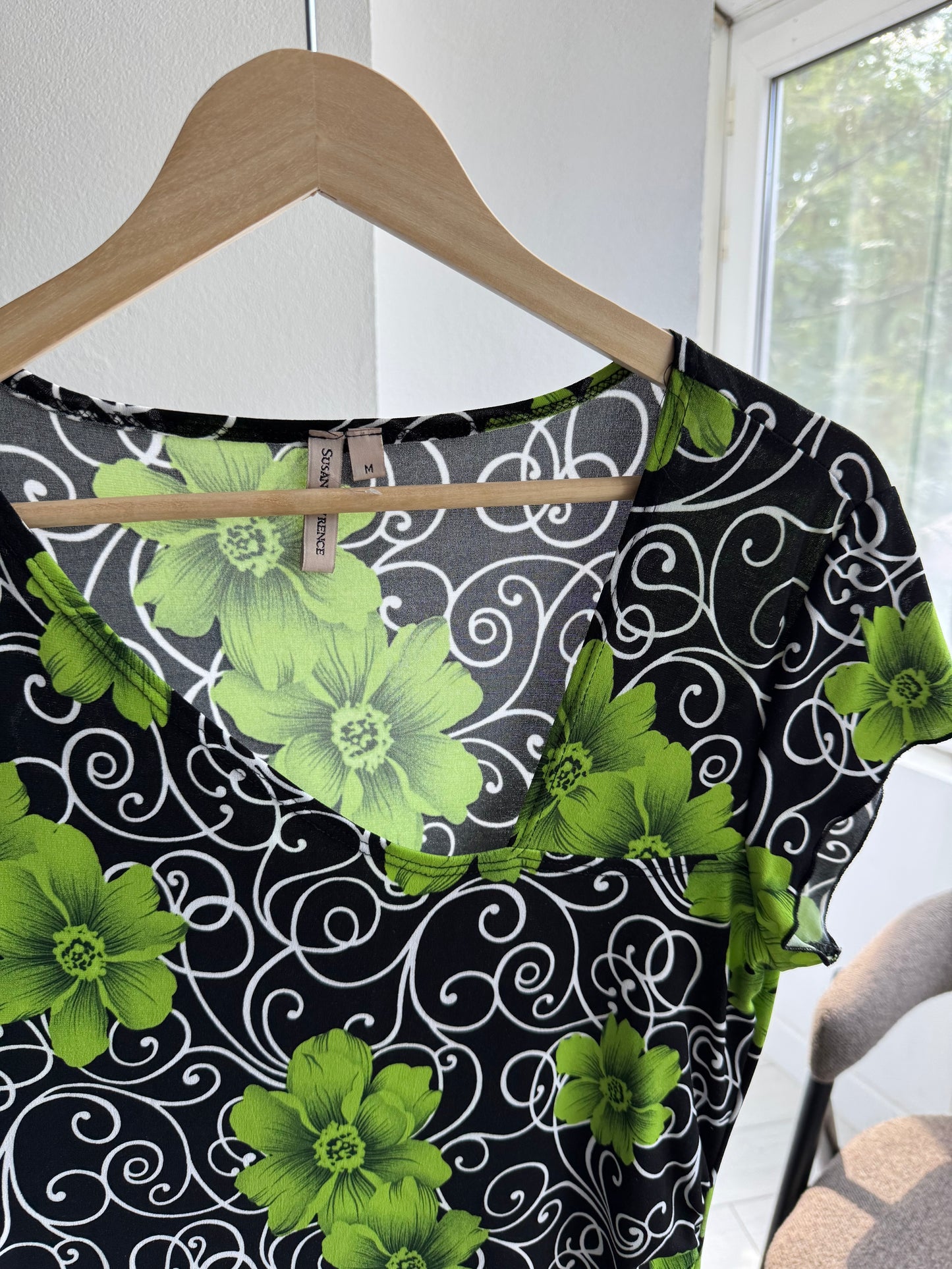 💁‍♀️ Top Mesh Asimetric Floral Printed Y2K | Made in USA – M Damă