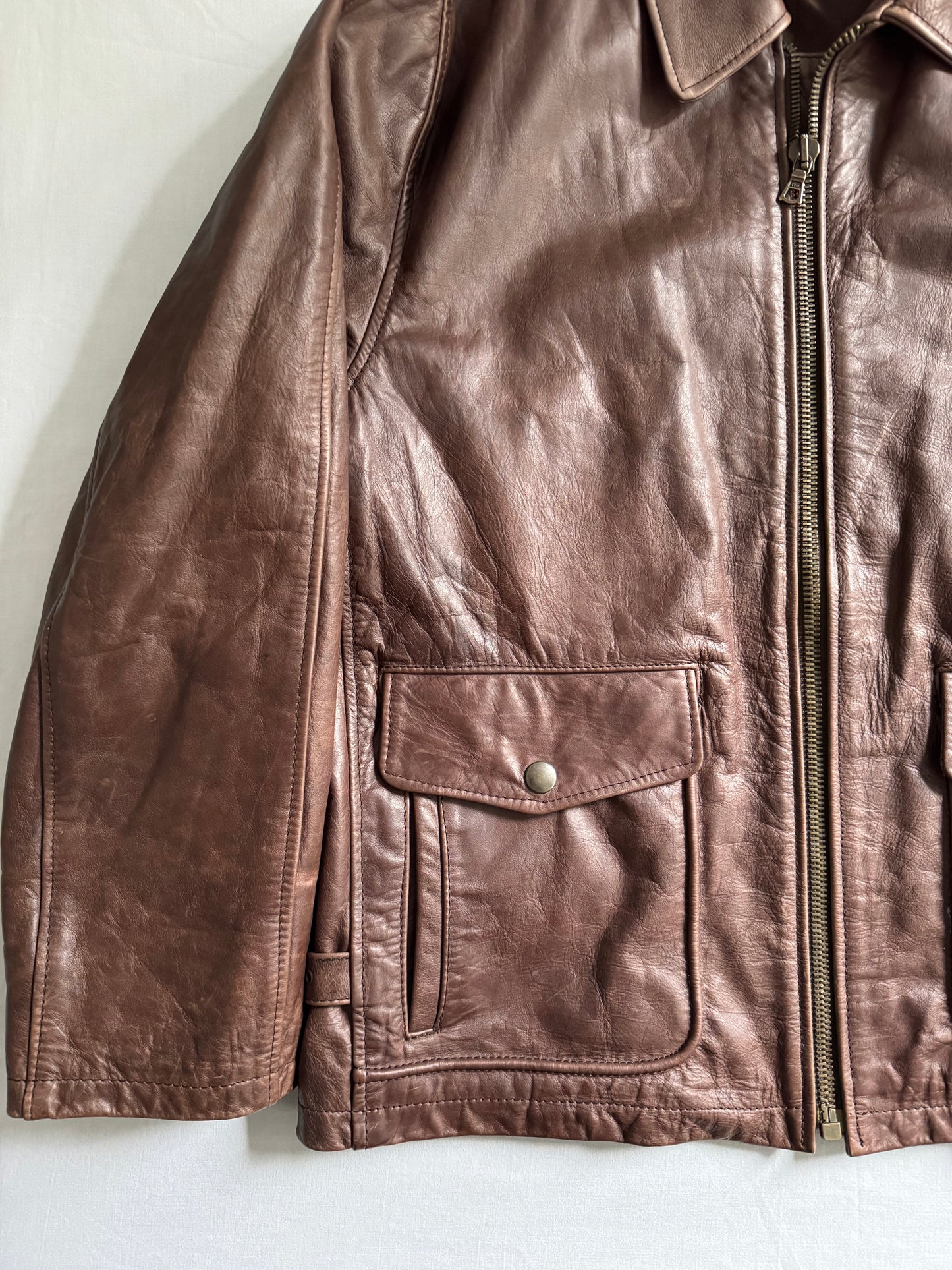 🧥 Geacă Vintage din Piele Maro cu Guler și Căptușeală Detasabilă din Faux Shearling – Mărime M (Made in Italy)