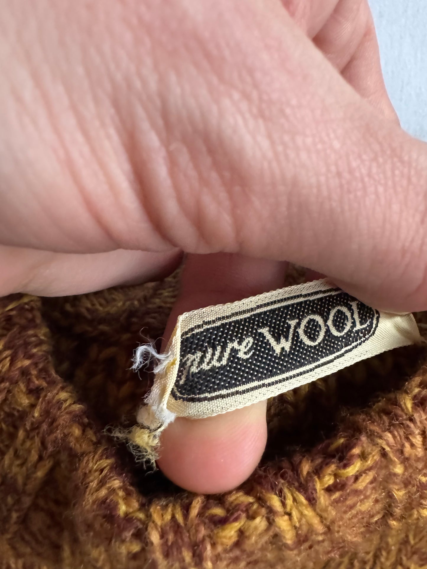 🧶 Pulover Vintage Bărbați Mustard Închis din Lână Virgină – L (50)