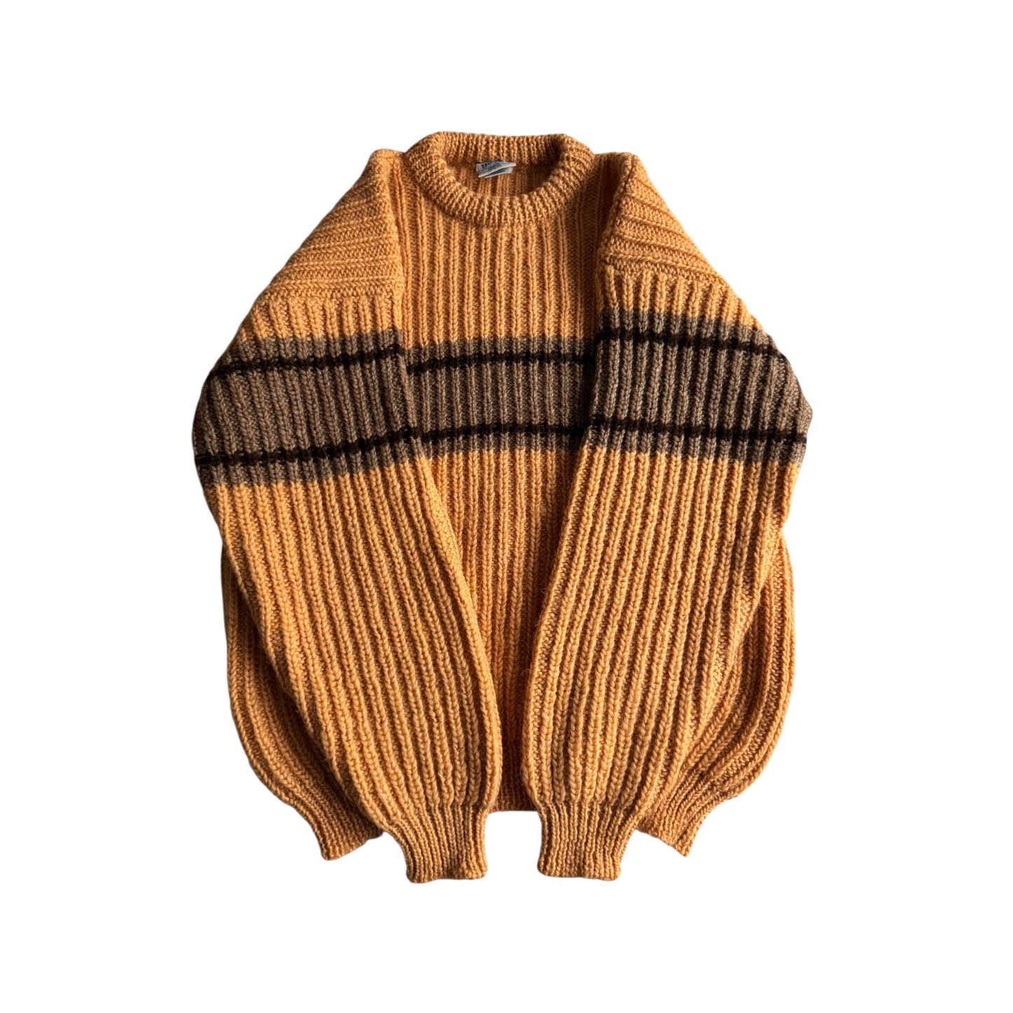 🍊 🧶 Pulover Vintage Bărbați Portocaliu Chunky din Lână și Alpaca – L