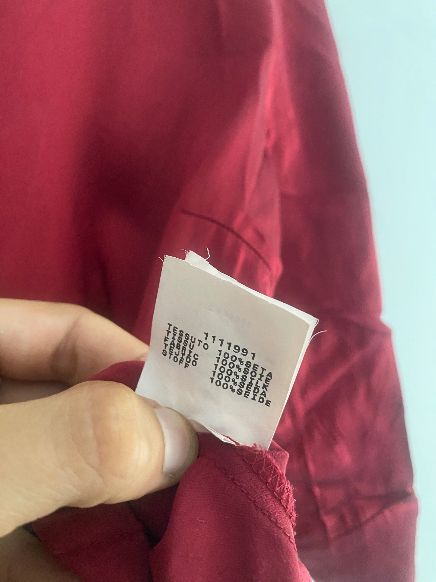 👚 Cămașă Vintage Burgundy din Mătase cu Mâneci 3/4 – Mărime S