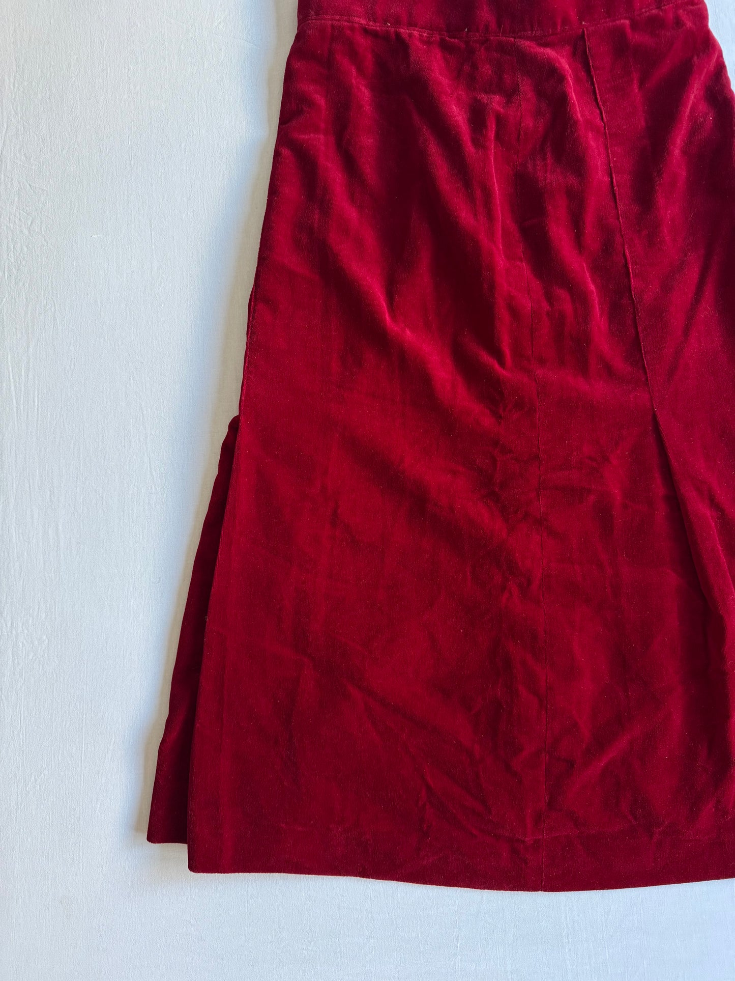 🍷 Fustă Vintage Tip A-Line din Catifea Burgundy – aprox. S