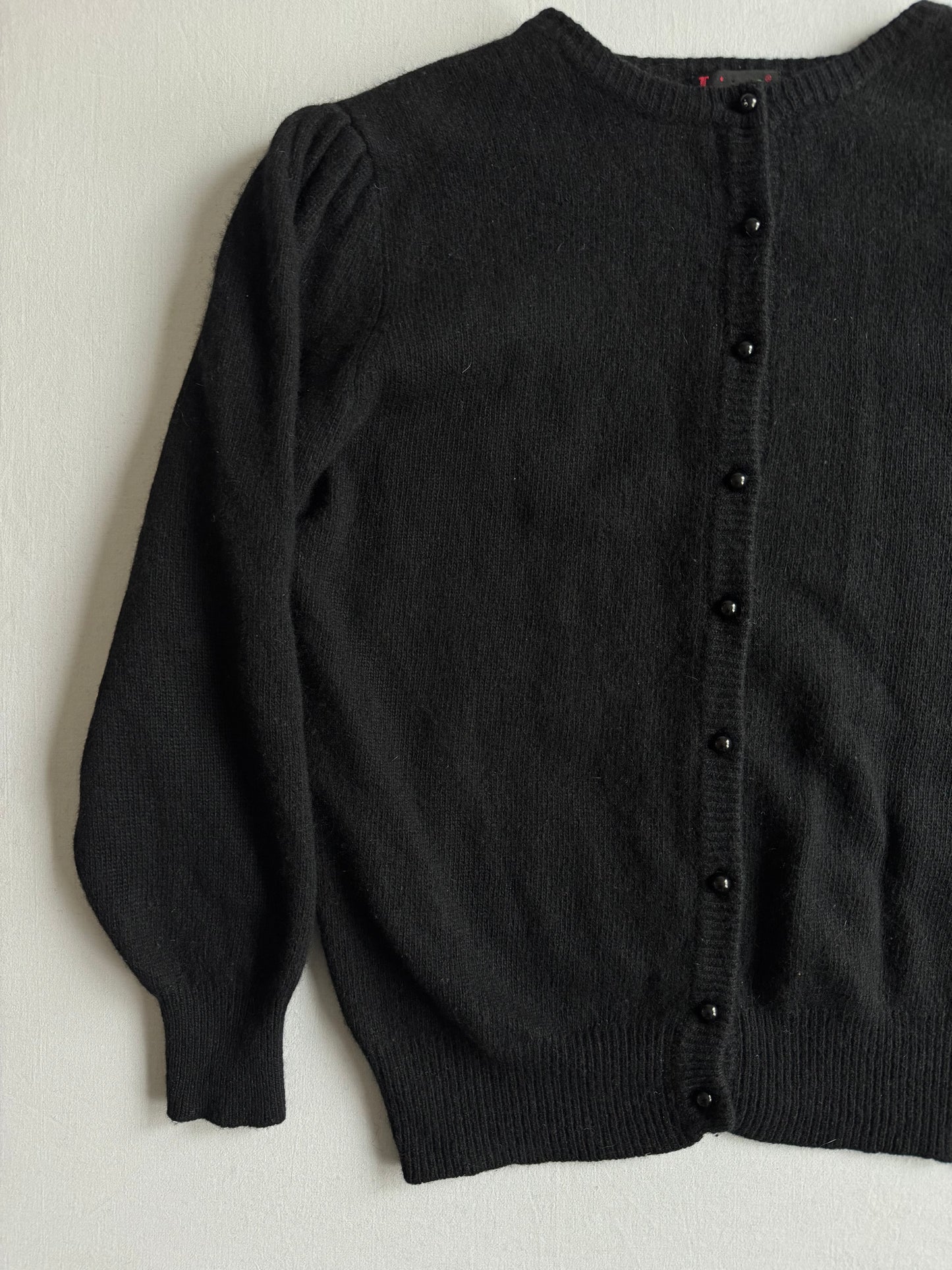 🕋 Cardigan Vintage Damă Negru din Lambswool & Angora – L