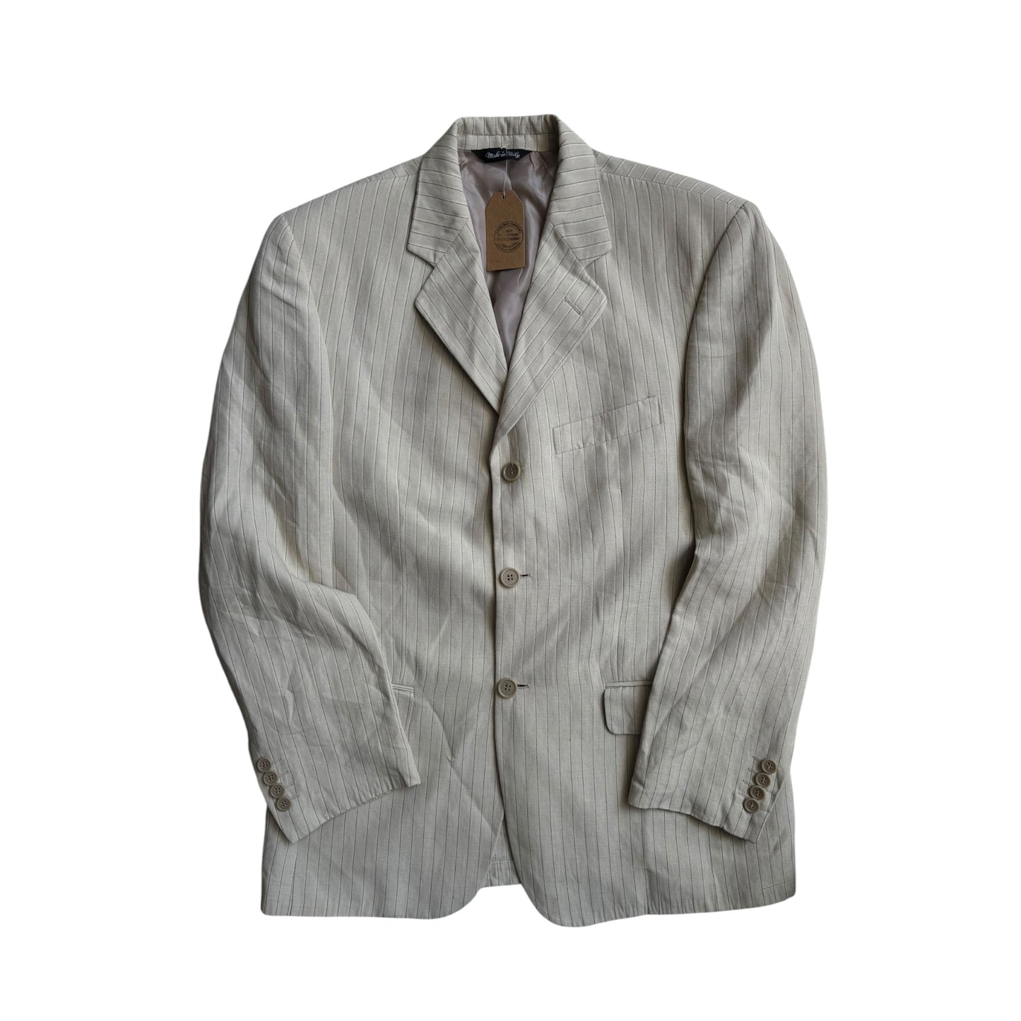Blazer din In Vintage cu Dungi Crem | Made in Italy – S Oversized (46)
