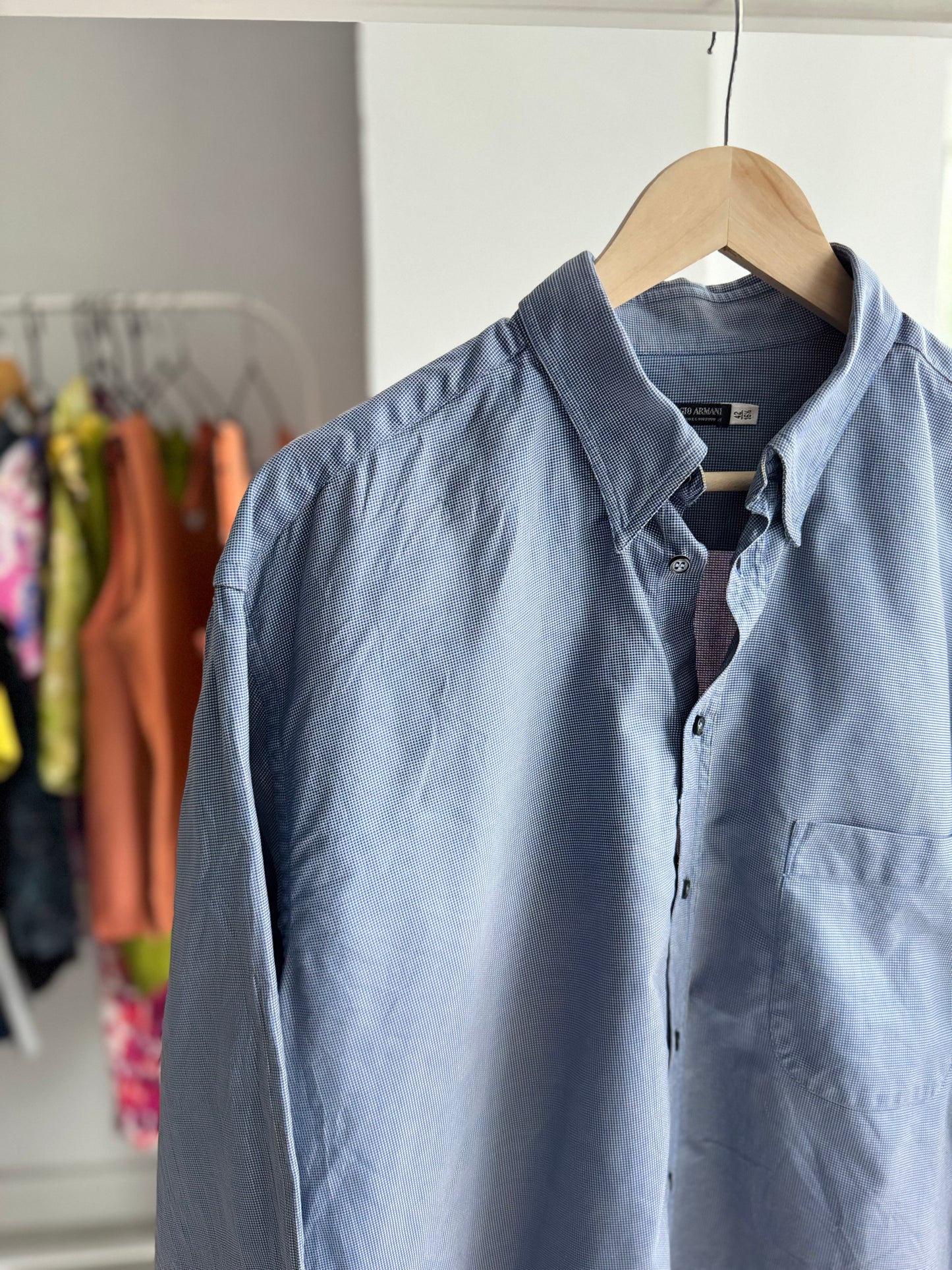 👔 Cămașă Texturată Giorgio Armani Vintage | Made in Italy | Relaxed Fit – L Bărbați