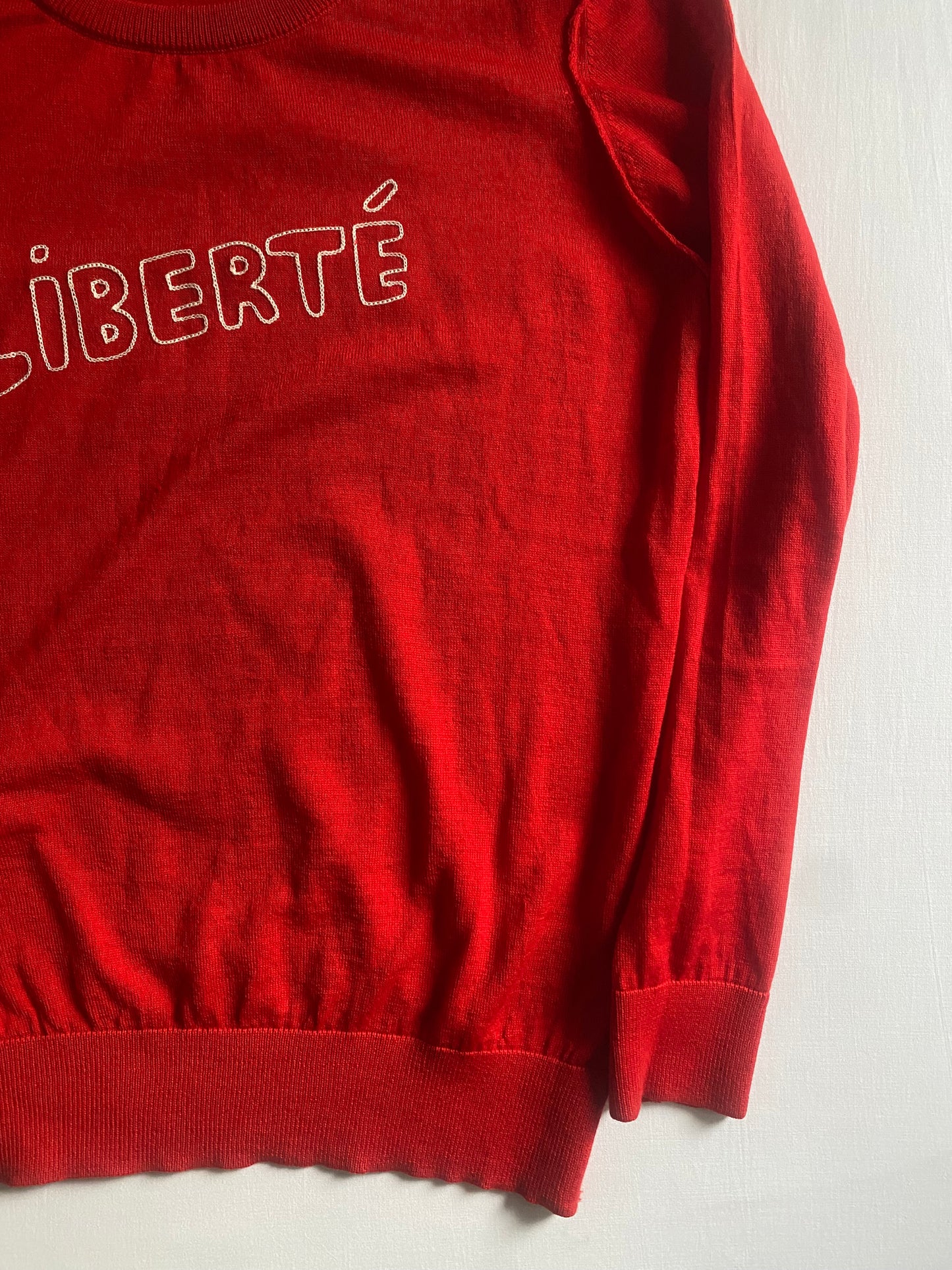 🍒 🐑 Pulover Roşu – Scripted – Lână Merinos – EU 38