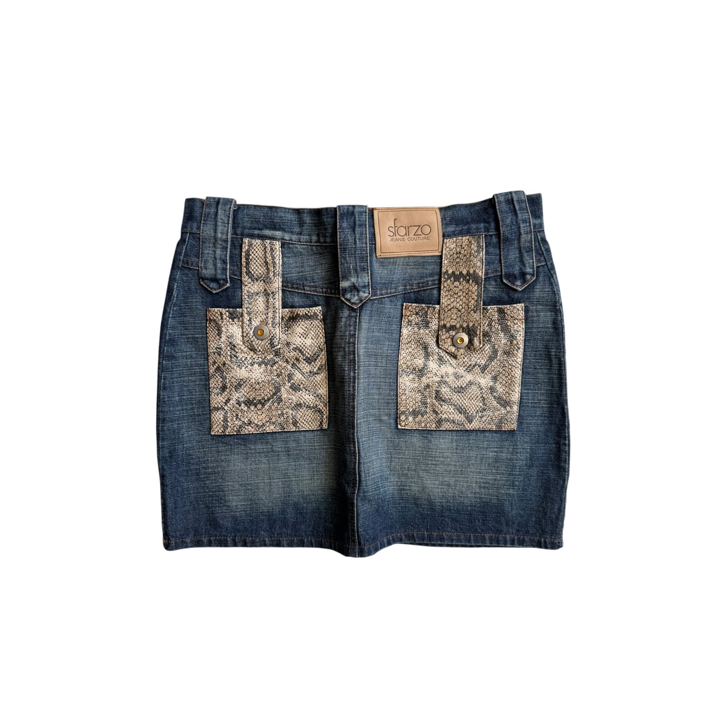 🐍 Fustă Denim Y2K cu Efect Snakeskin | Made in Italy – M Damă