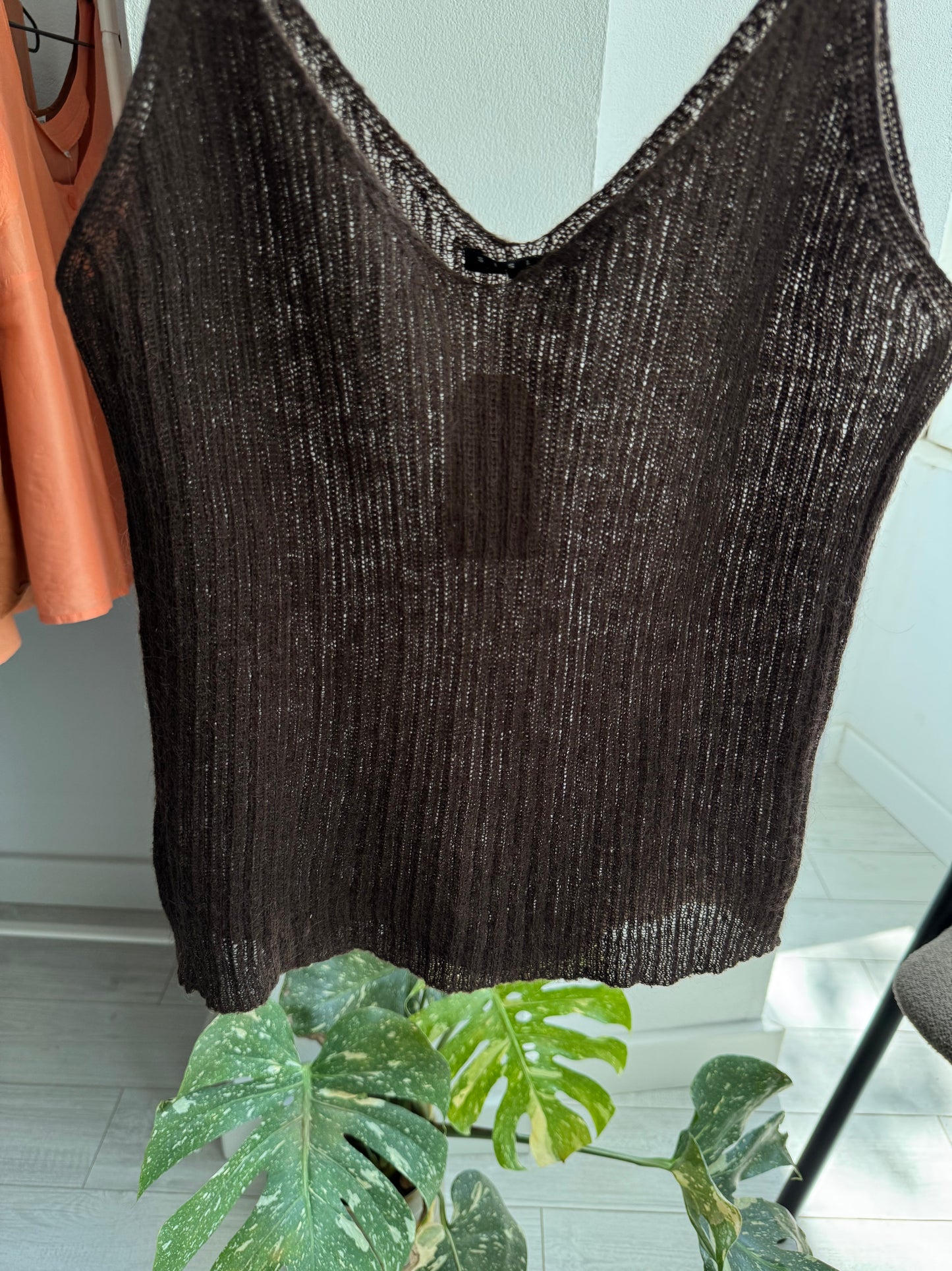 💁‍♀️ Top Mohair Maro Închis Y2K | Amestec Mohair Lană | Made in Italy – S Damă