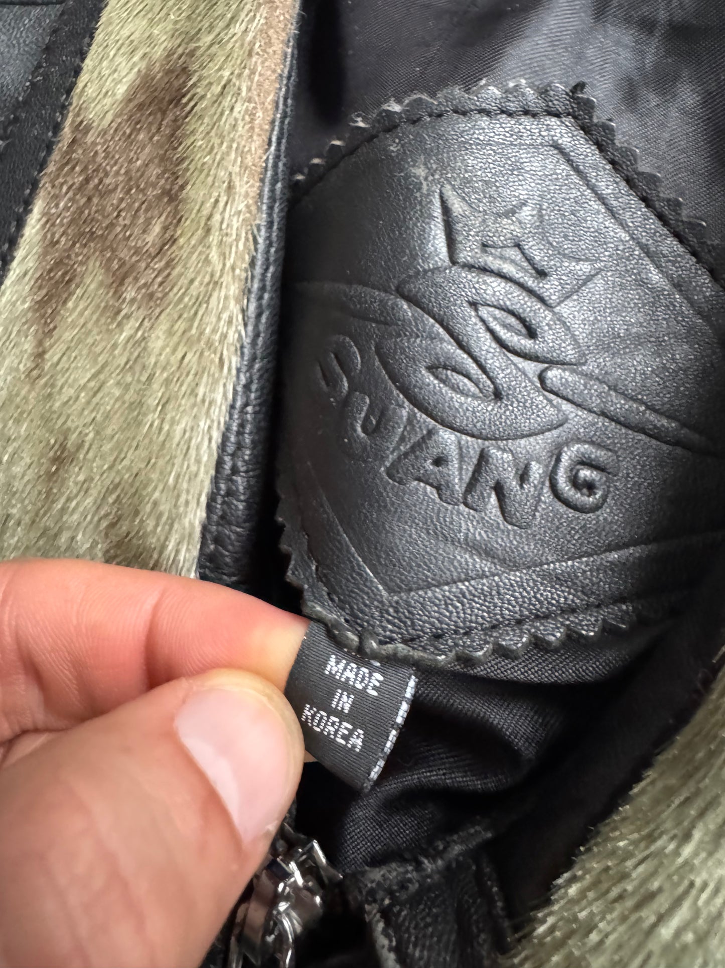 🖤 Geacă Vintage Damă din Piele Neagră cu Aplicații Păr Animal – XXL