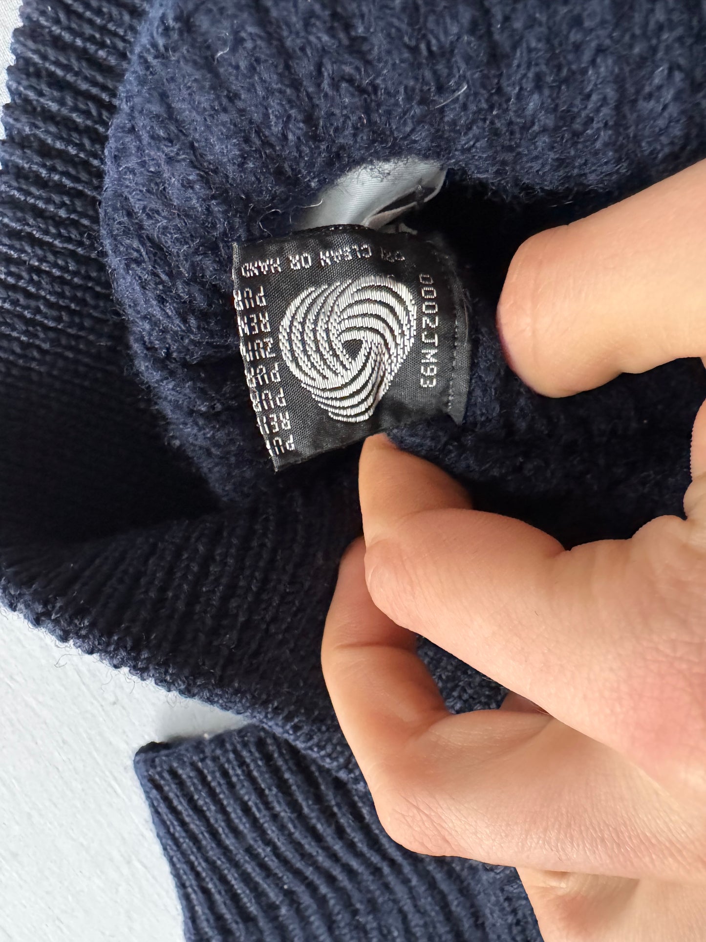 ⚓️ Cardigan Vintage Bărbați Bleumarin cu Fermoar din Lână Virgină – S