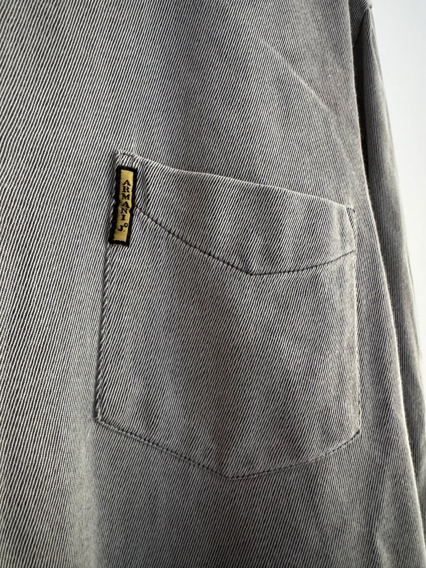 🦅 👔 Cămașă Vintage Armani gri metalic – Mărimea XL – Made in Romania