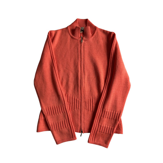 🧶 Pulover Y2K Damă Salmon Orange din Lână Merino Extra Fine – EU 36 (S)