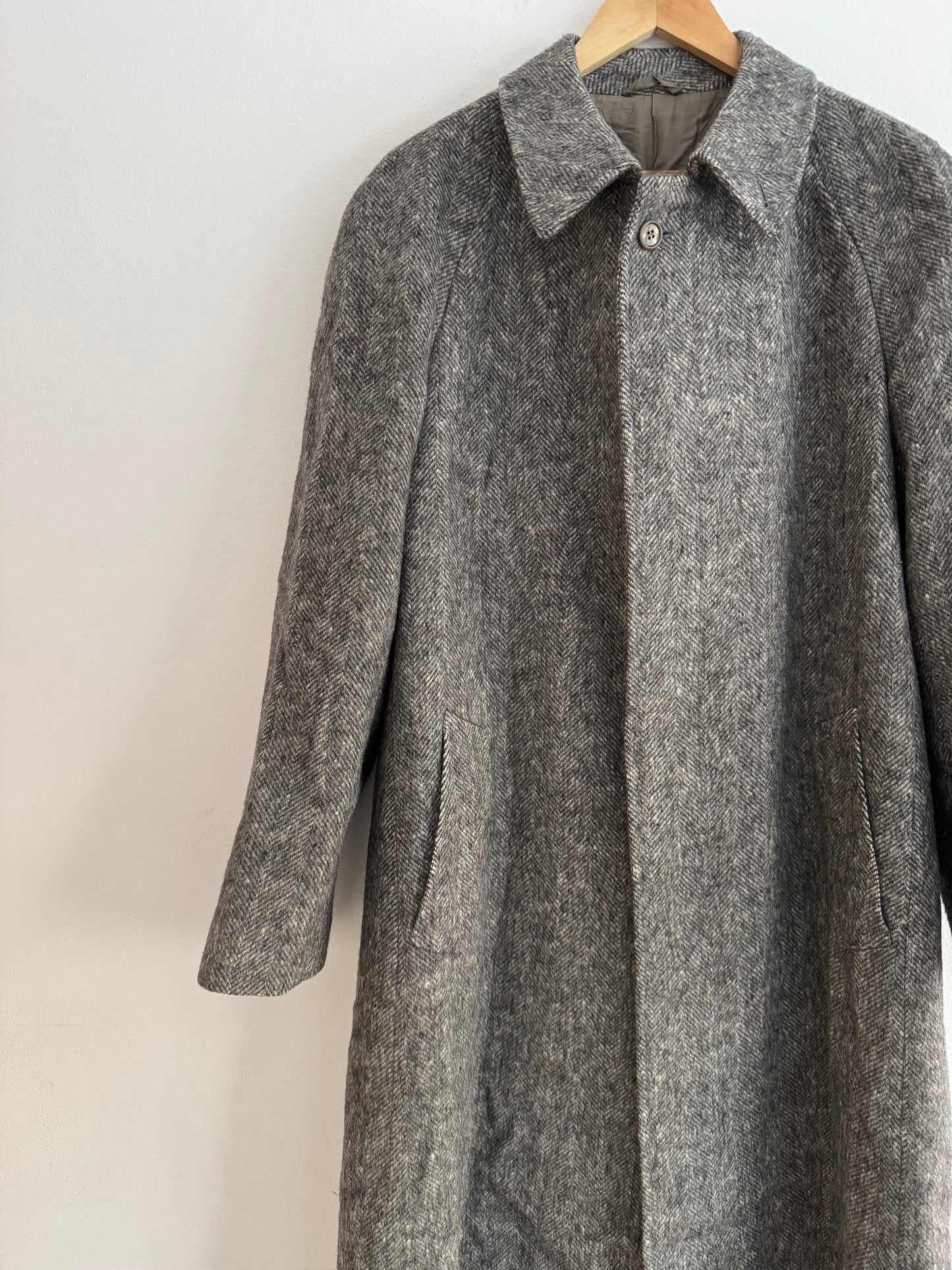 🧥 Palton Vintage Gri din Lână Virgină – Mărimea 50 (L Bărbați)