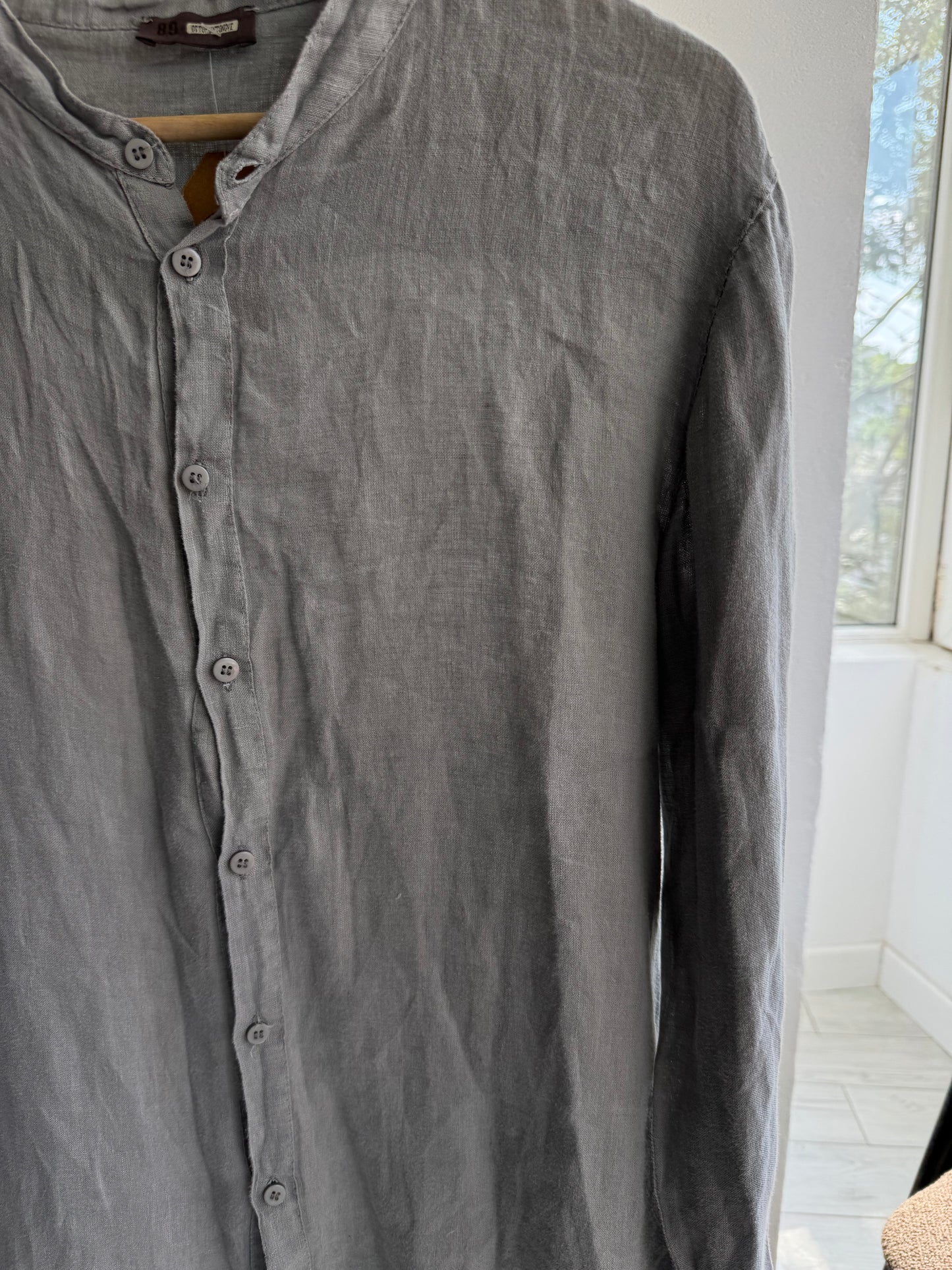 ☀️ Cămașă din In Gri Vintage | Made in Italy – M