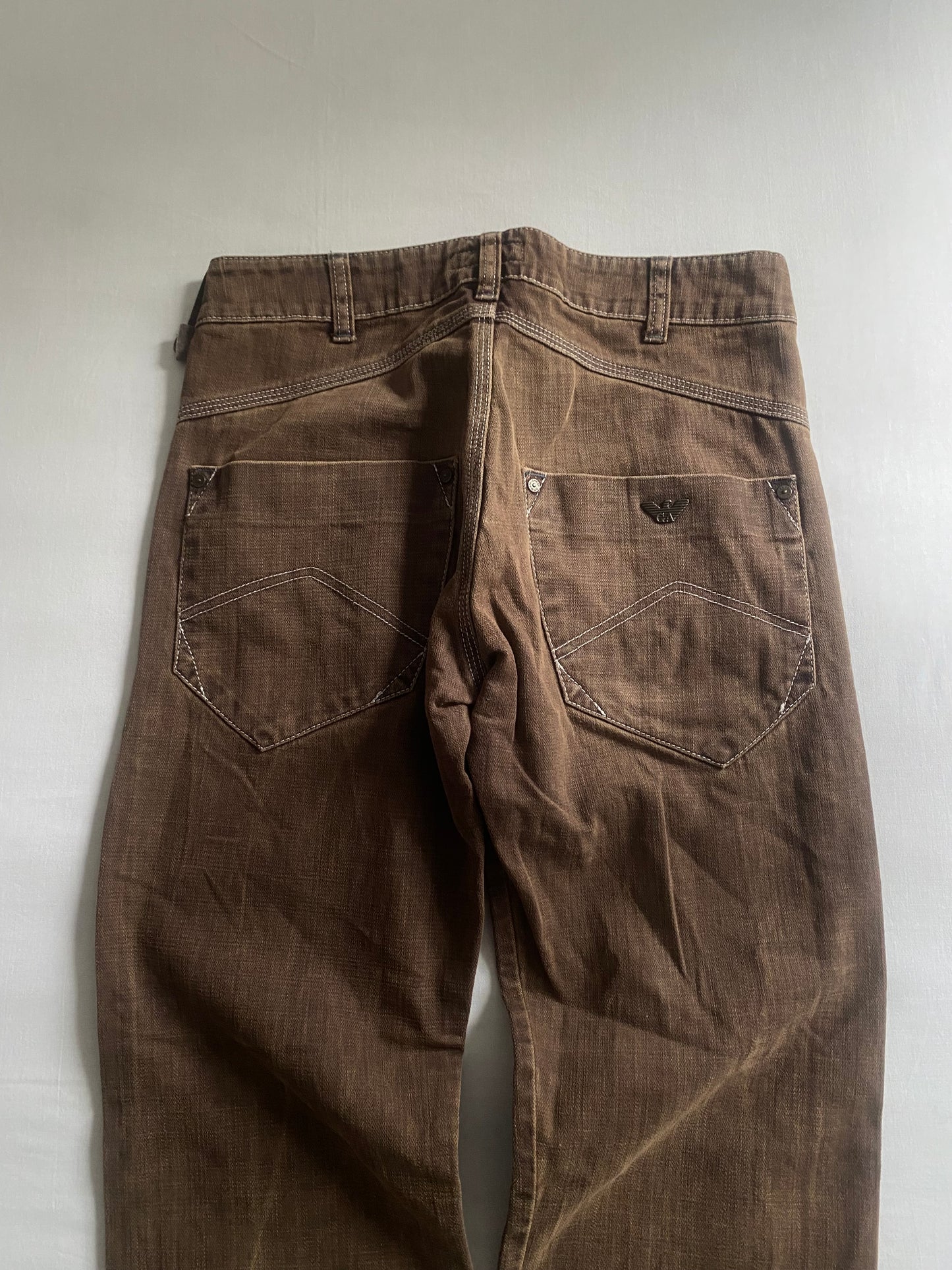 Jeans Armani Jeans washed maro, mărimea 30 🇮🇹👖