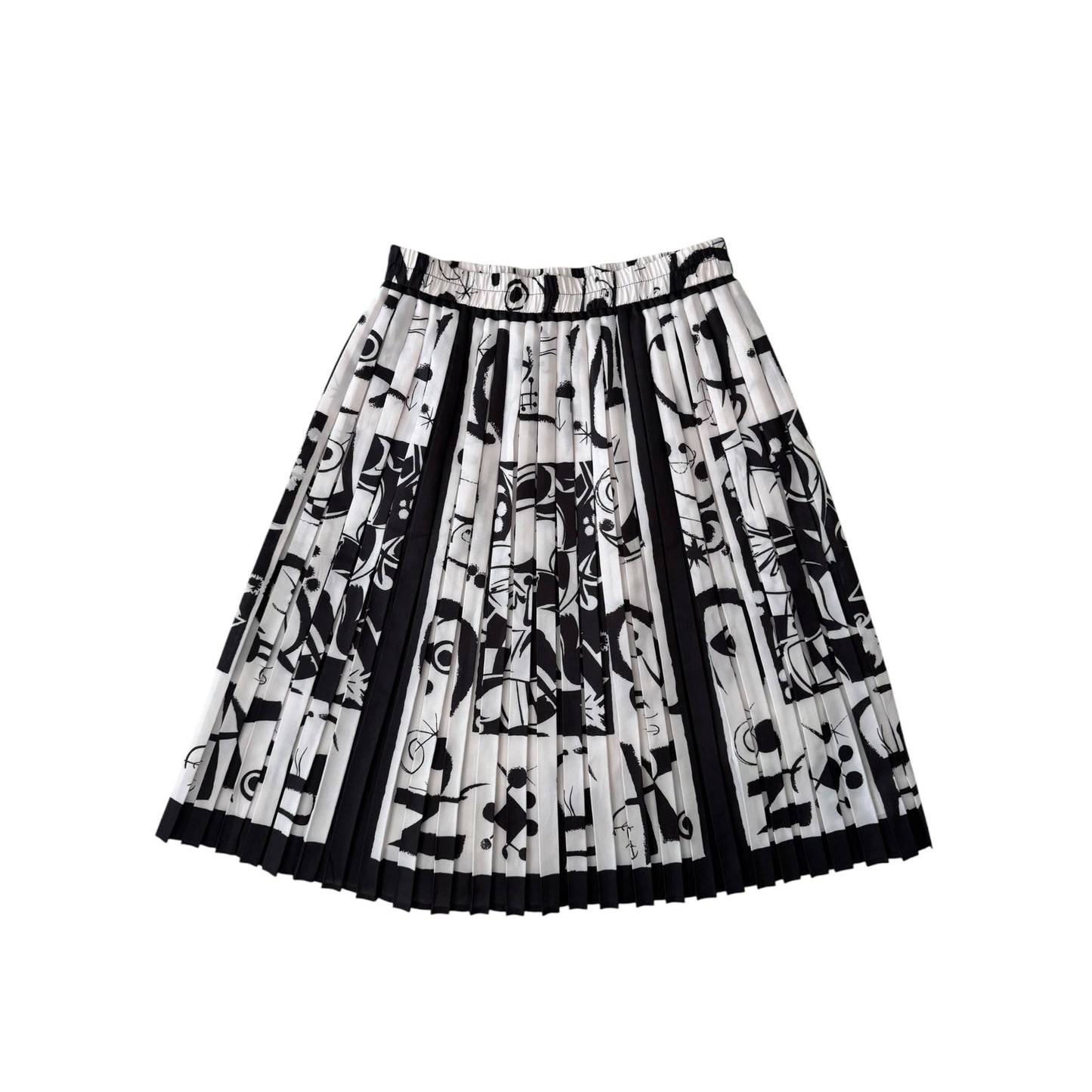 Fustă Vintage Alb-Negru cu Print – EU 38 Damă (S/M)