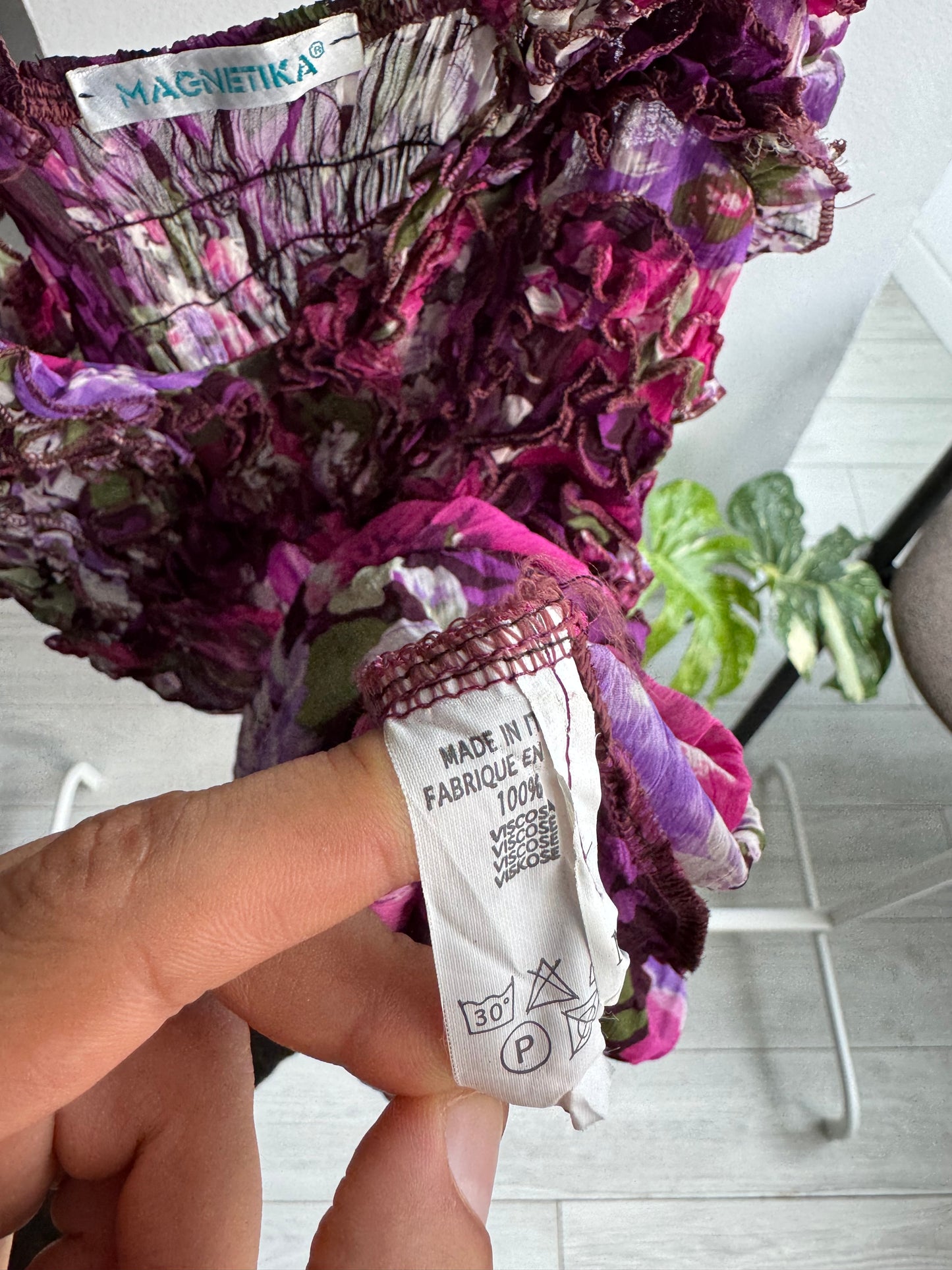 🌷 Top Y2K Floral Mesh – M Damă – Made in Italy