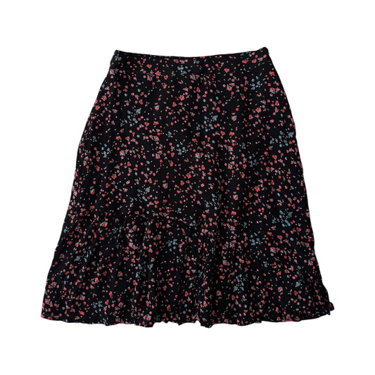 🌸 Fustă Vintage Neagră cu Model Floral – L