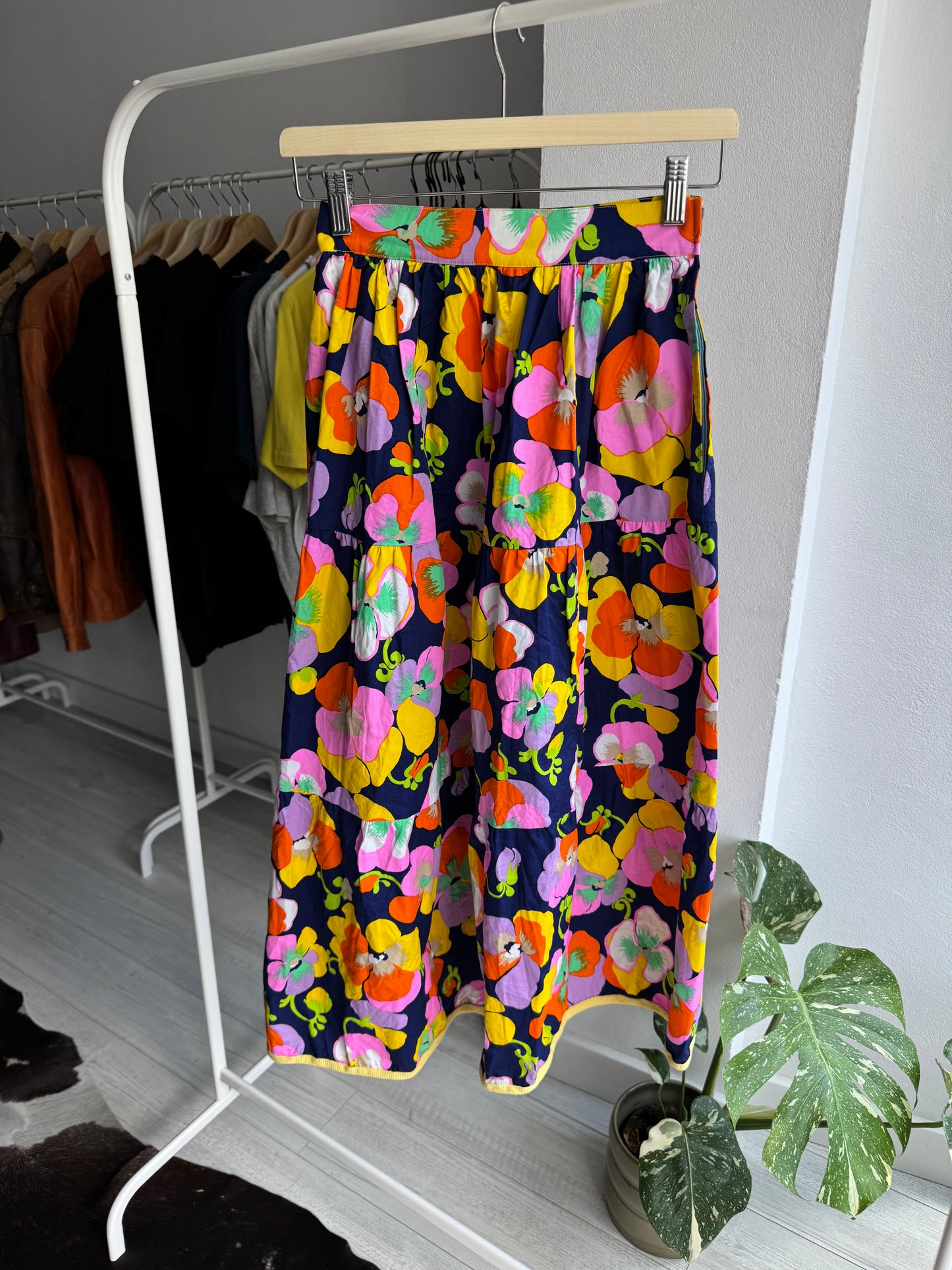 ☀️ Fustă Vintage Floral cu Print – Approx. XS–S Damă