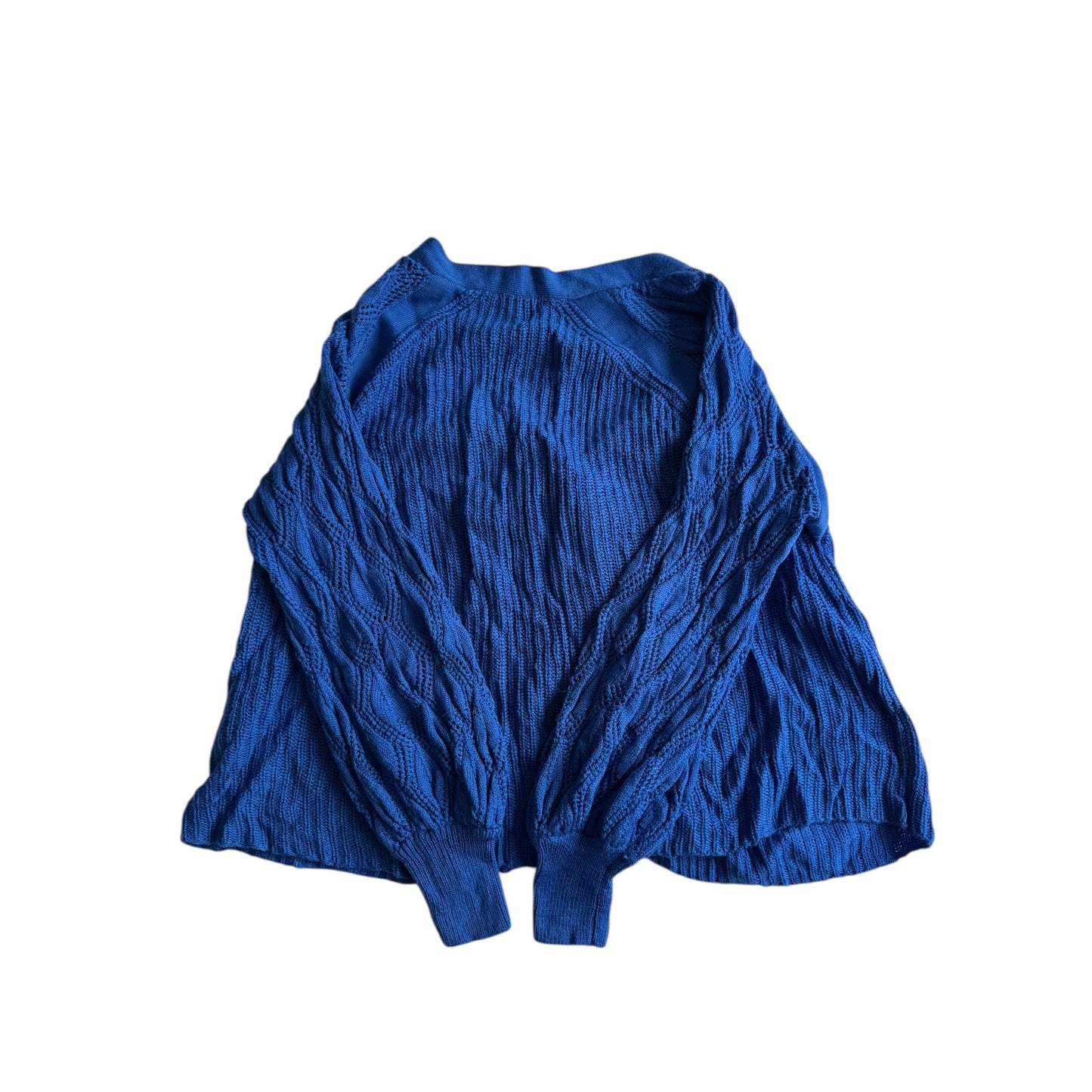 🧶 Cardigan Albastru Tricotat cu Broderie – Mărime M Femei