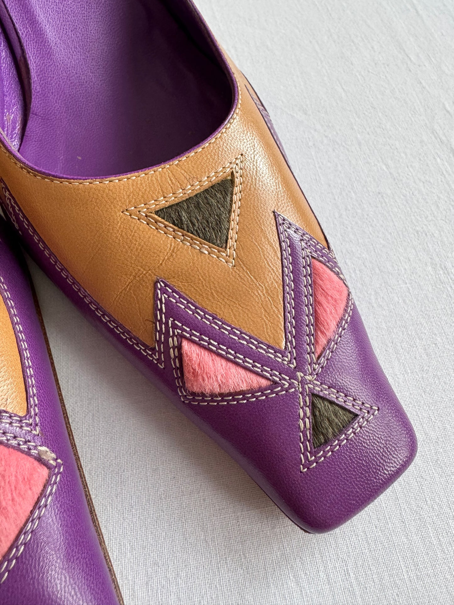 👡 Mules Vintage Sergio Rossi din Piele și Păr de Vacă – EU 38.5 ( tagged EU 39 )