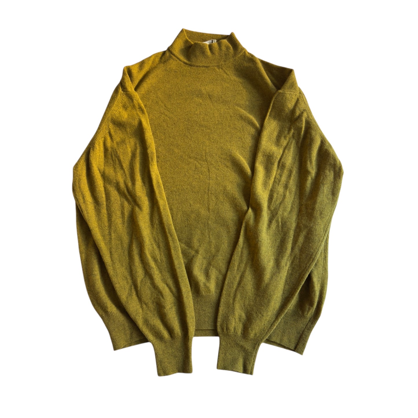 🧶 Pulover vintage mustar cu guler mocneck – mărimea L (Made in Italy)