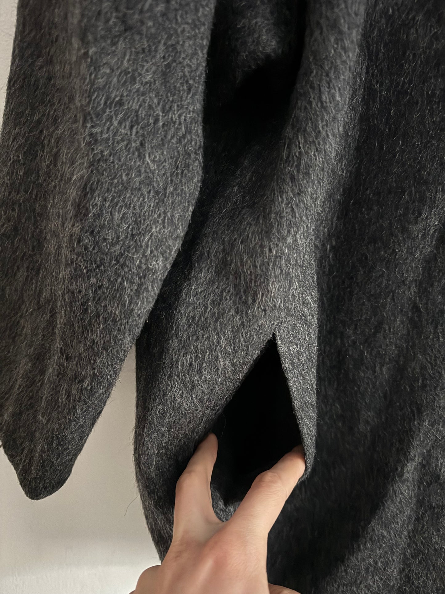 🧥 Palton Scurt Vintage Damă Gri Închis din Lână, Alpaca și Mohair – L/XL (Oversized Look)