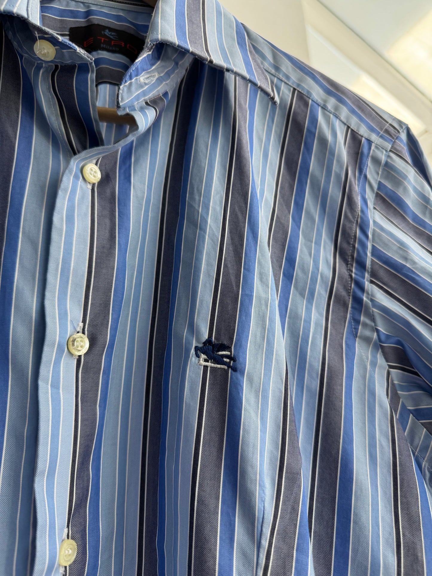 👔 Cămașă Dungi Etro Slim Fit Vintage - Made in Italy – M Bărbați