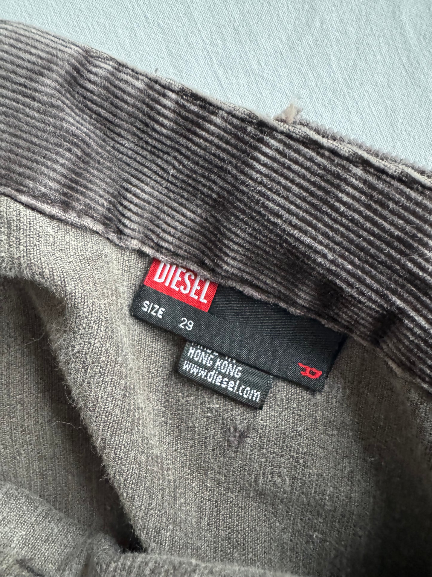 🪵 ⛽️ Pantaloni Y2K Damă Diesel Bootcut din Catifea Maro – US 29