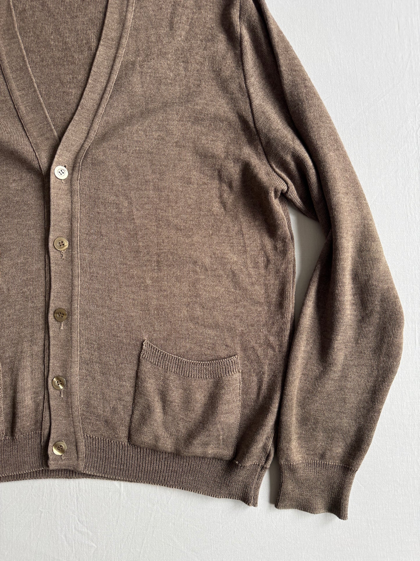 🧶 Cardigan Vintage Maro Oatmeal din Blend Lână Merino – L (50)