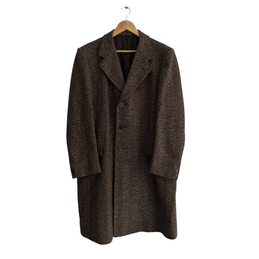 🧥 Palton Vintage Bărbați 70’s din Lână Pură Texturată – EU 52 (L / M oversized)