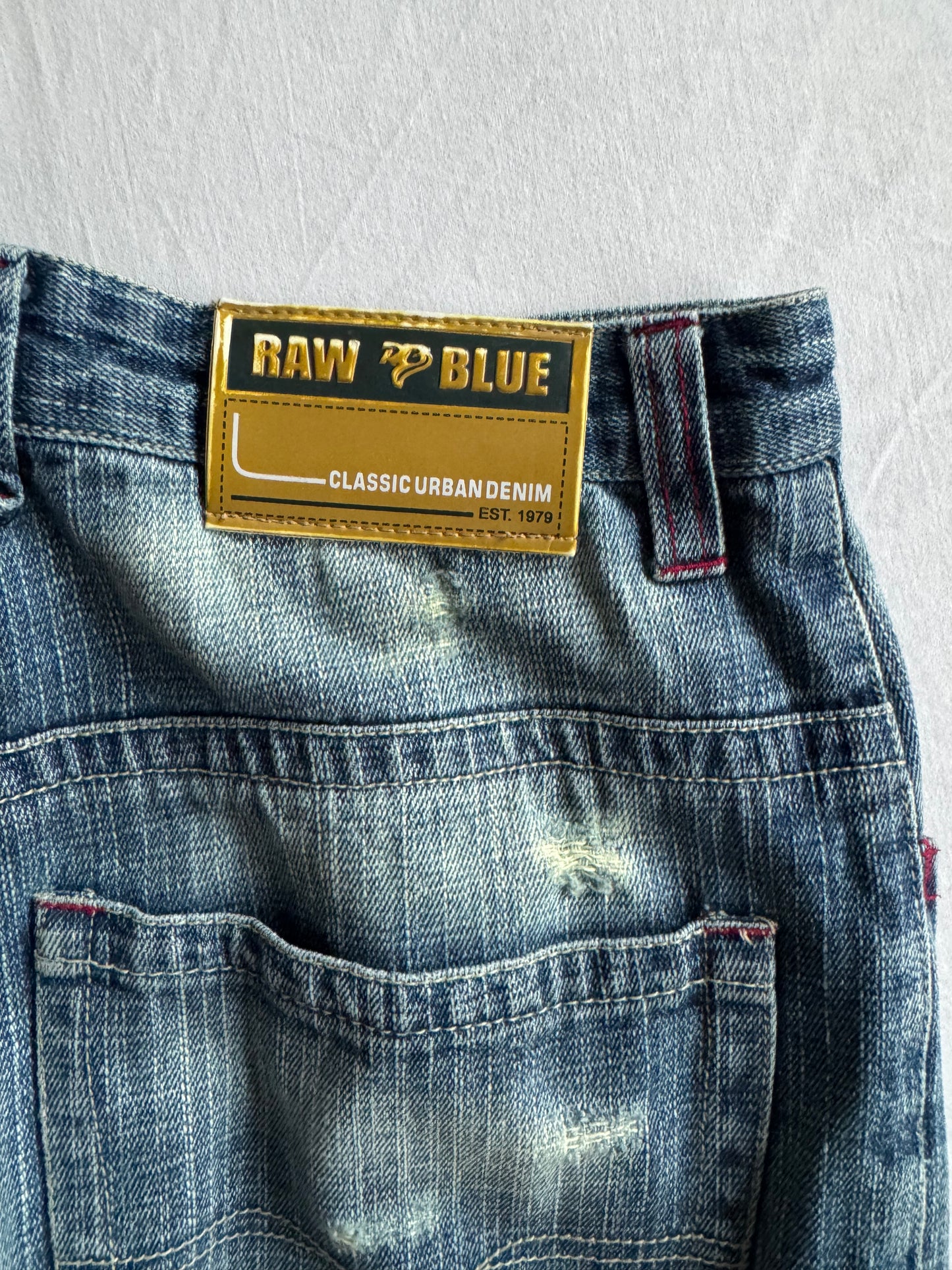 👖 Blugi Y2K Raw Blue Light Wash – Baggy Fit – W32 x L32