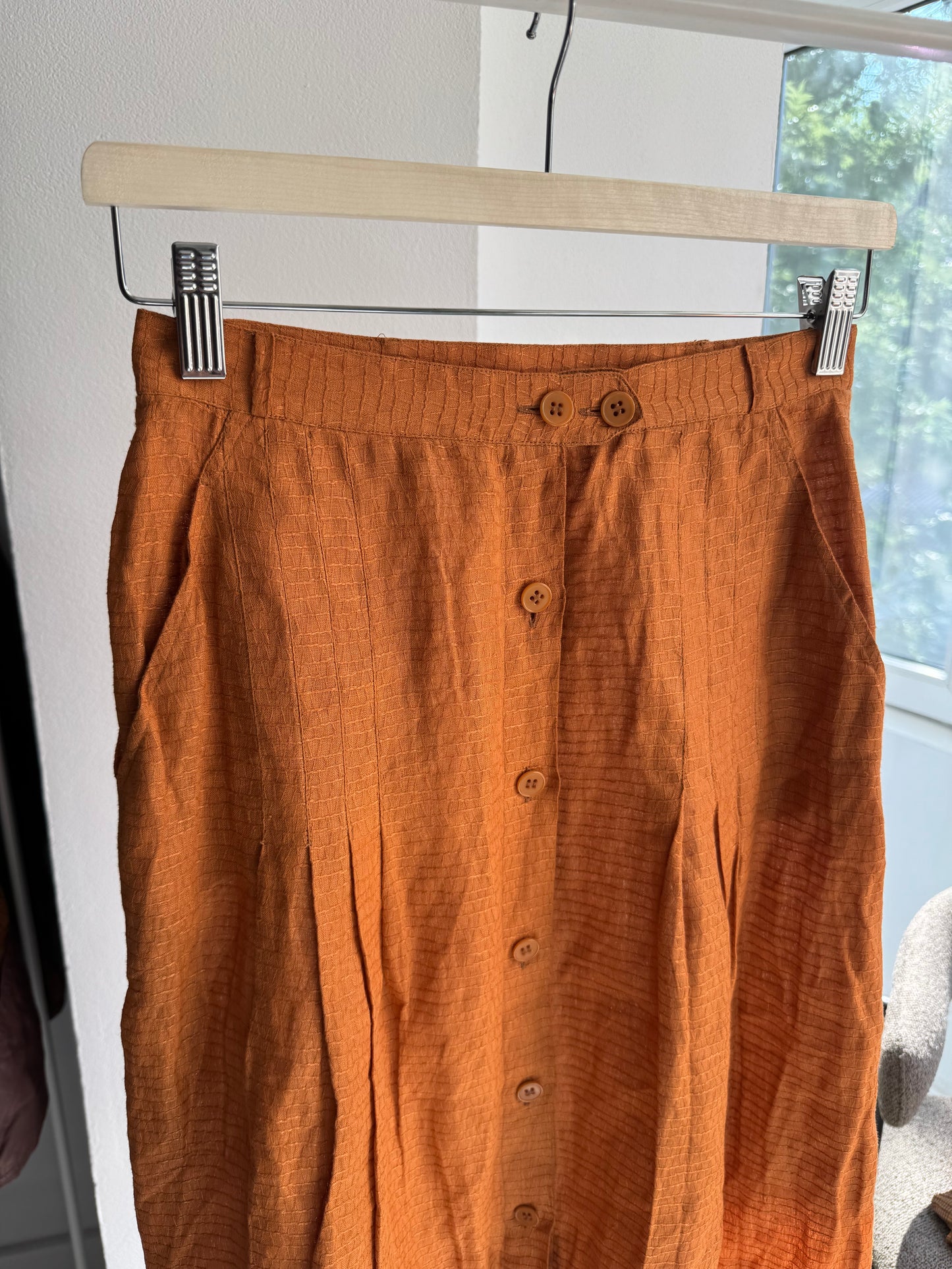 🍊 Fustă Vintage Orange Textured – IT 42 (S Damă)