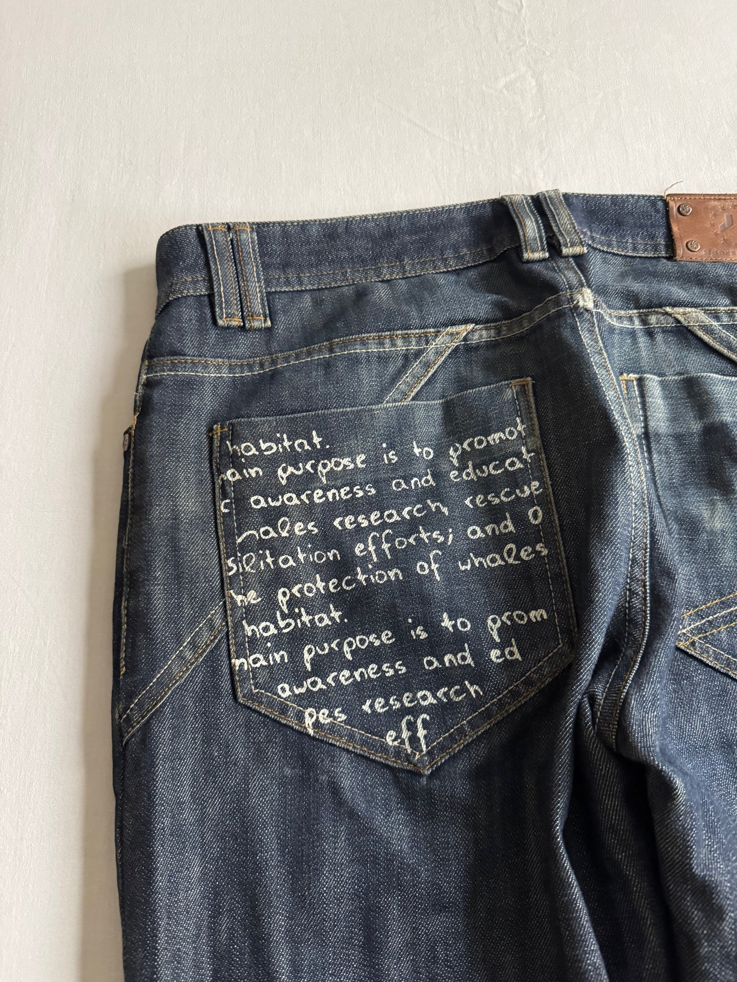 🐚 Y2K Jeans Baggy cu Imprimeu și Detalii – W32 L34